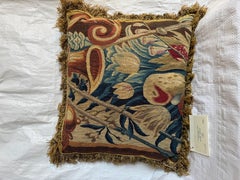 Flemish Brussels Tapestry Pillow in Wool and Silk Circa 1680
