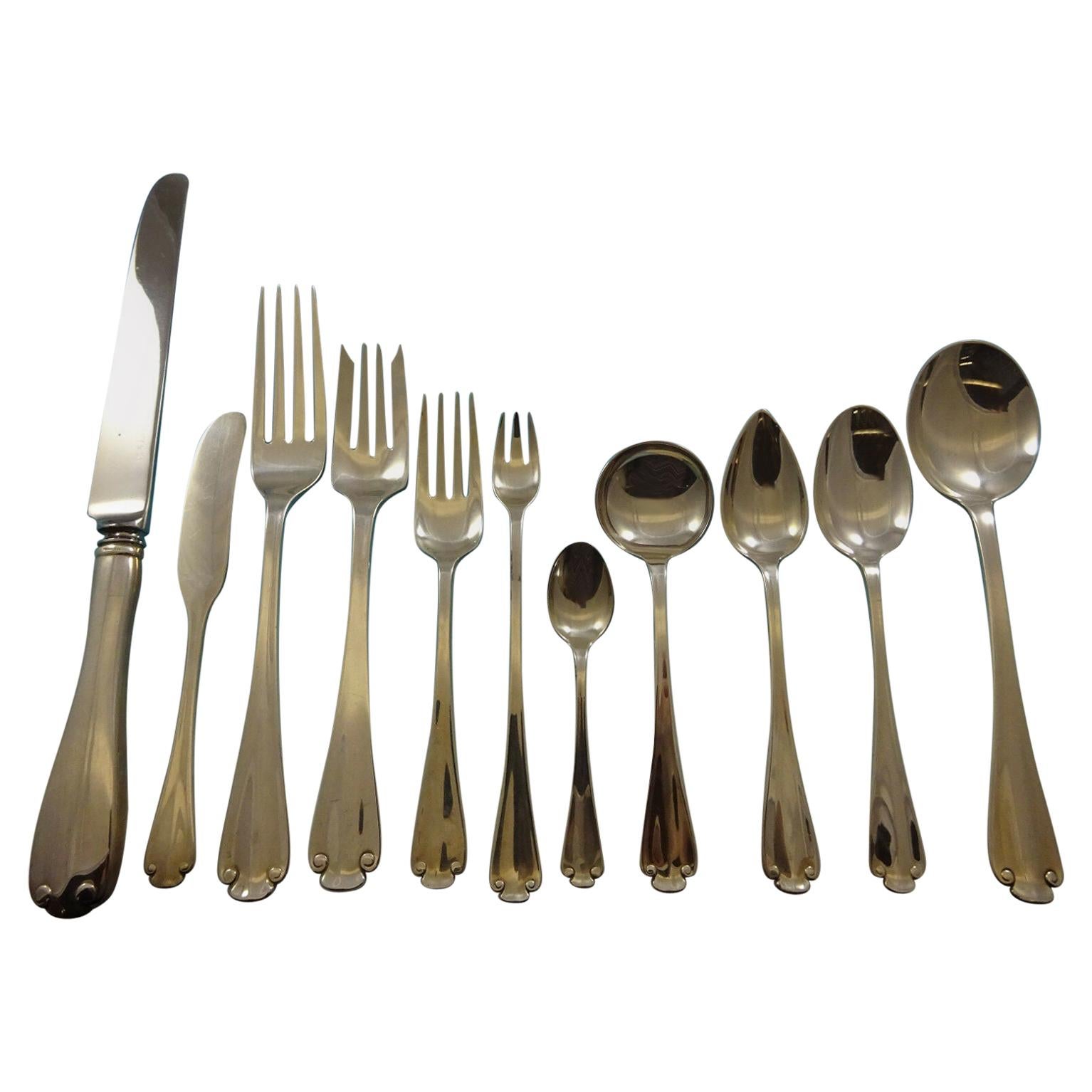 Flämische Flemish von Tiffany &amp;amp;amp; Co. Besteckset aus Sterlingsilber, 8 Teile, Abendessen 92 Teile