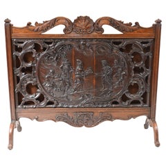 Flemish Carved Fire Screen Divider Walnut 1880