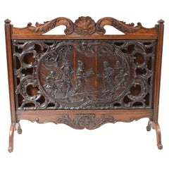 Flemish Carved Fire Screen Divider Walnut 1880