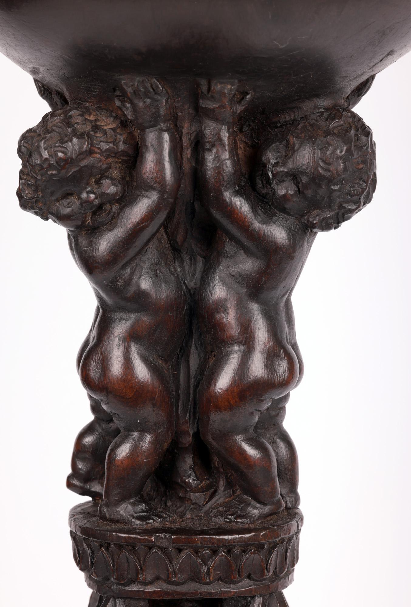 Flemish Carved Pricket Candlestick with Putti Late 16th or Early 17th Century For Sale 5