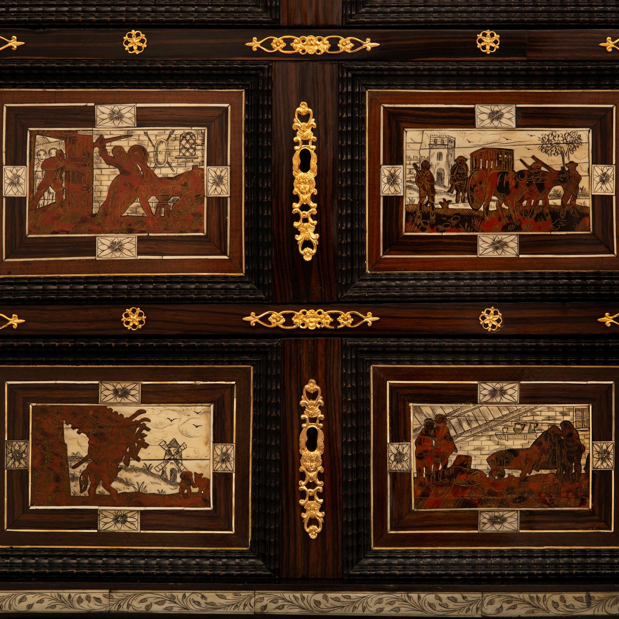 Flemish Early 19th Century Rosewood, Mahogany, Ebony, & Ormolu Specimen Cabinet For Sale 7