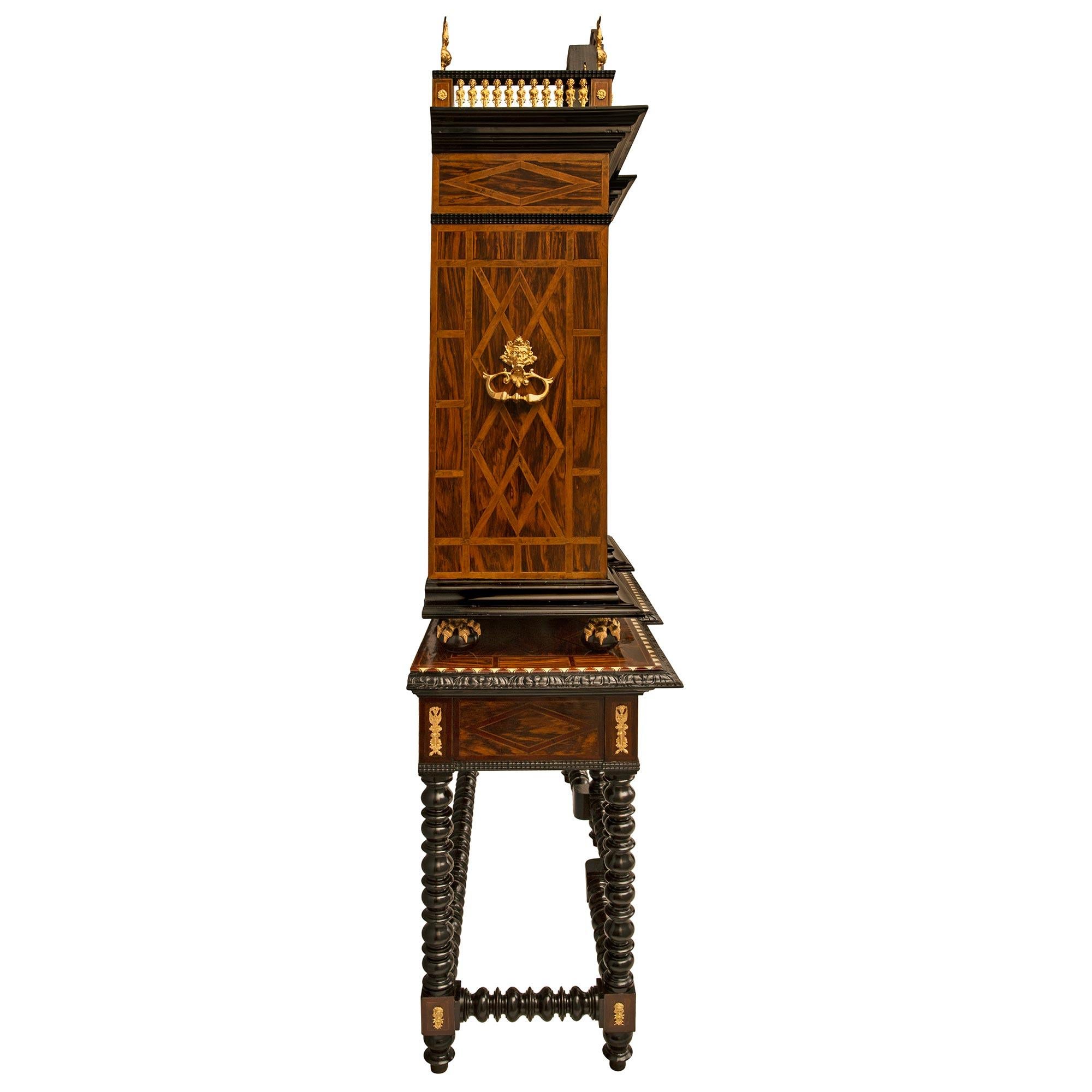 Flemish Early 19th Century Rosewood, Mahogany, Ebony, & Ormolu Specimen Cabinet In Good Condition For Sale In West Palm Beach, FL
