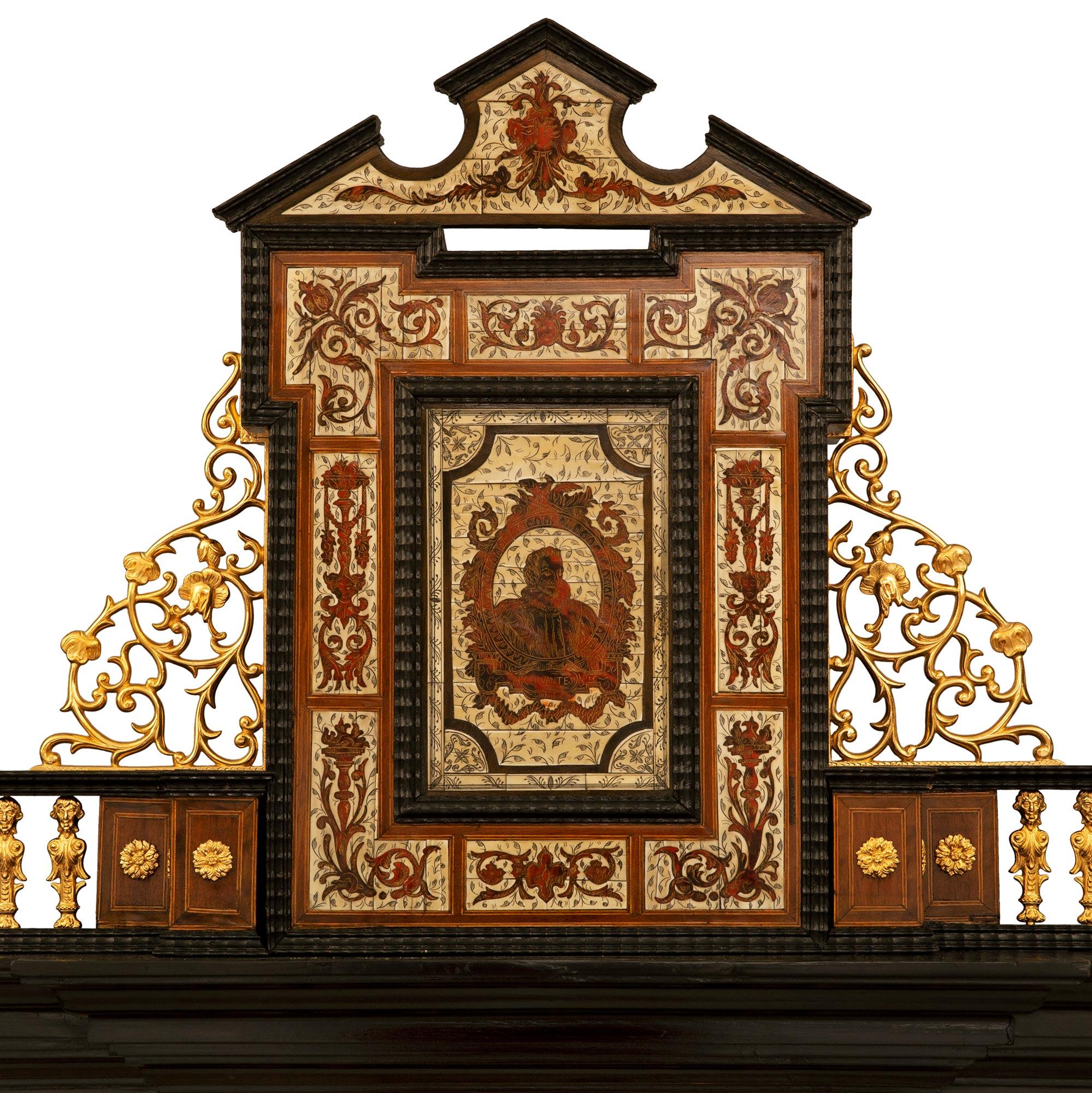 Flemish Early 19th Century Rosewood, Mahogany, Ebony, & Ormolu Specimen Cabinet For Sale 1