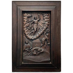 Used Flemish Embossed Wood Plaque of the Resurrection of Jesus Christ