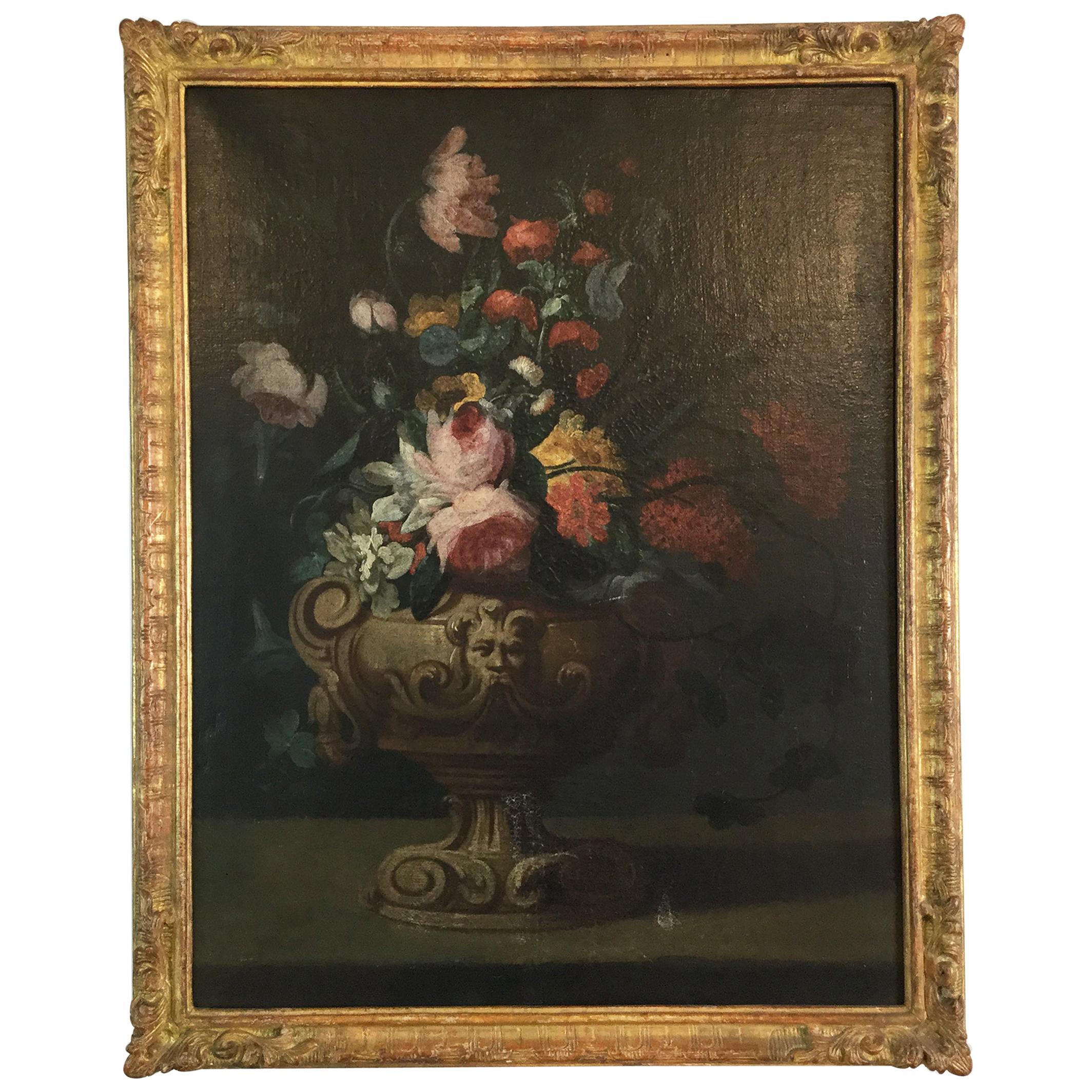 Flemish Floral Painting in Giltwood Frame