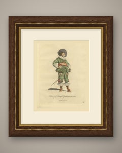 Flemish Gentleman in 1620, Hand Colored Jefferys Costume Plate, 1757