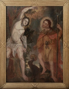 Antique Saint Sebastian And Saint Roch, Flemish / German School - Oil On Panel