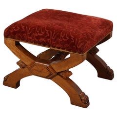 Flemish Gothic Revival Oak Footstool, Belgium, 19th Century