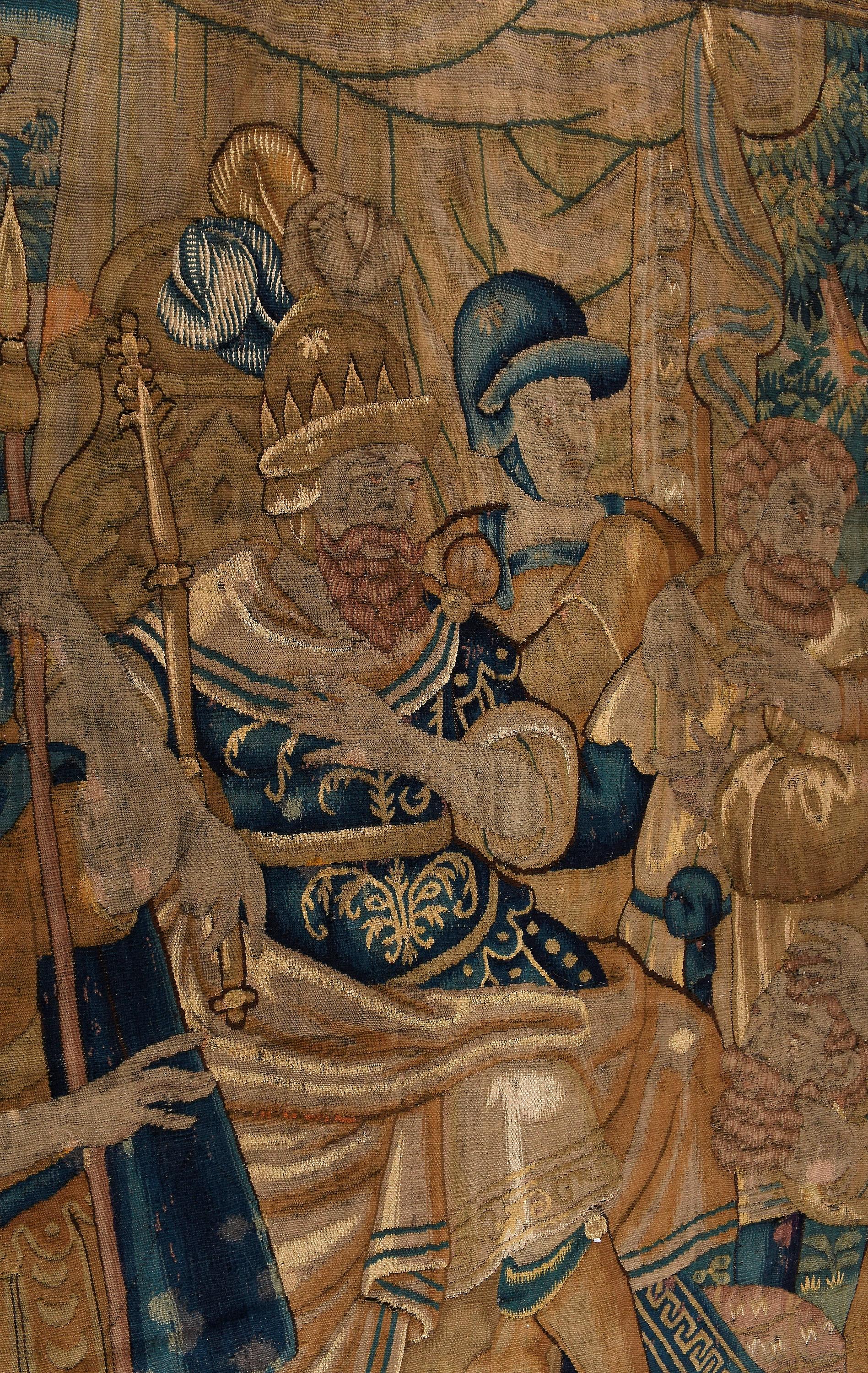 The Flemish Historical Tapestry aus dem 16./17. Jahrhundert (Handgewebt) im Angebot