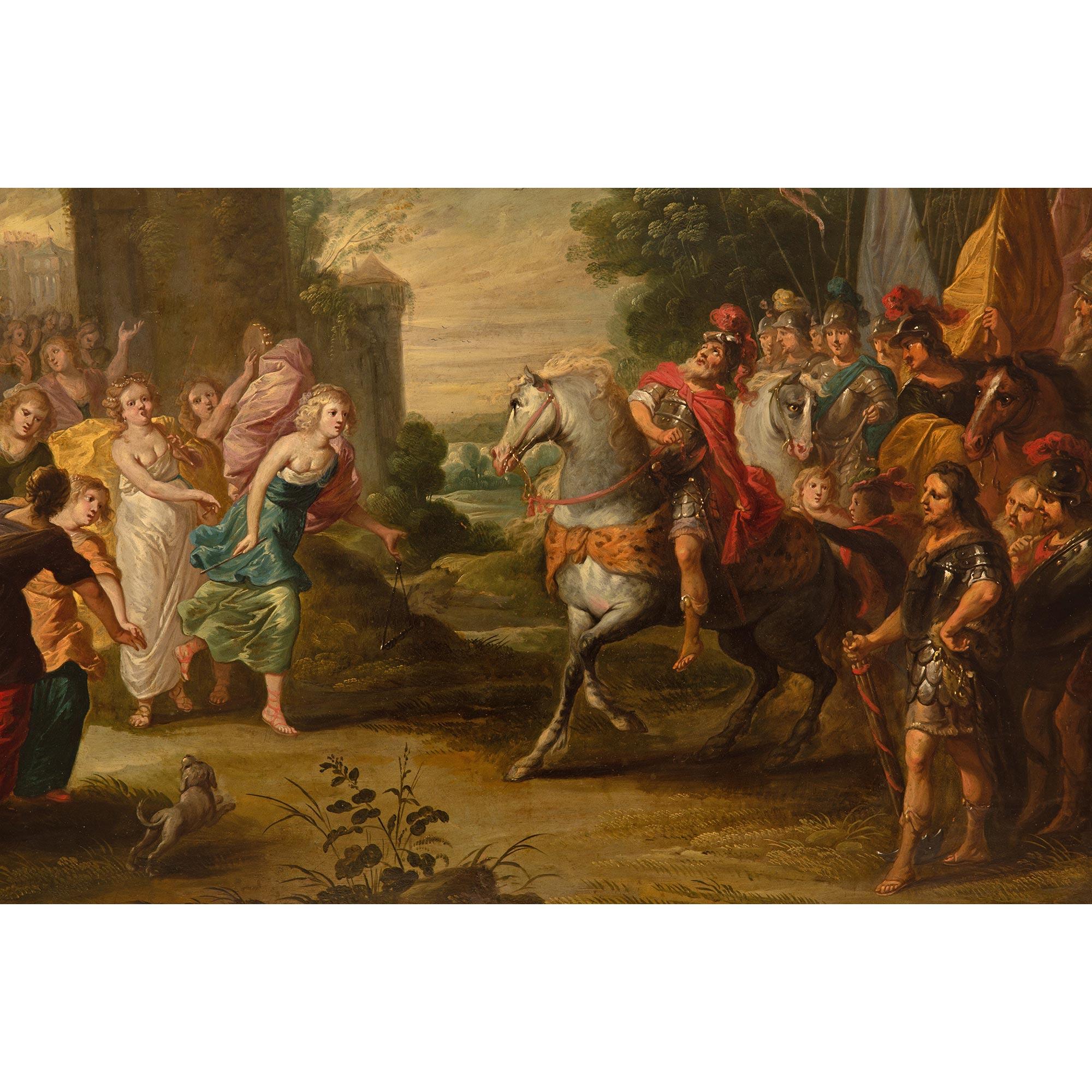 Flämisches Gemälde, Öl auf Leinwand, spätes 17. Jahrhundert/ frühes 18. Jahrhundert im Zustand „Gut“ im Angebot in West Palm Beach, FL