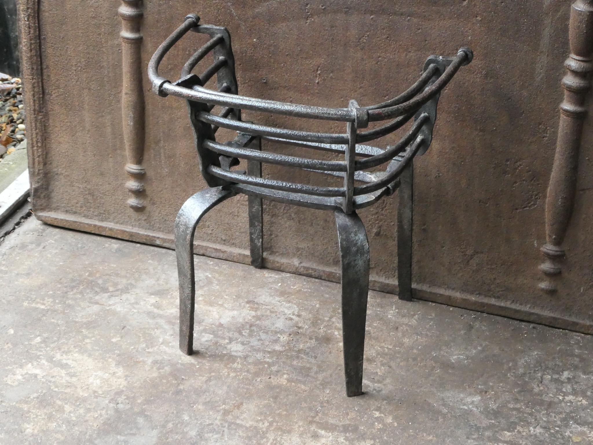 Wrought Iron Flemish Louis XIV Period Fireplace Grate or Fire Grate, 17th Century For Sale
