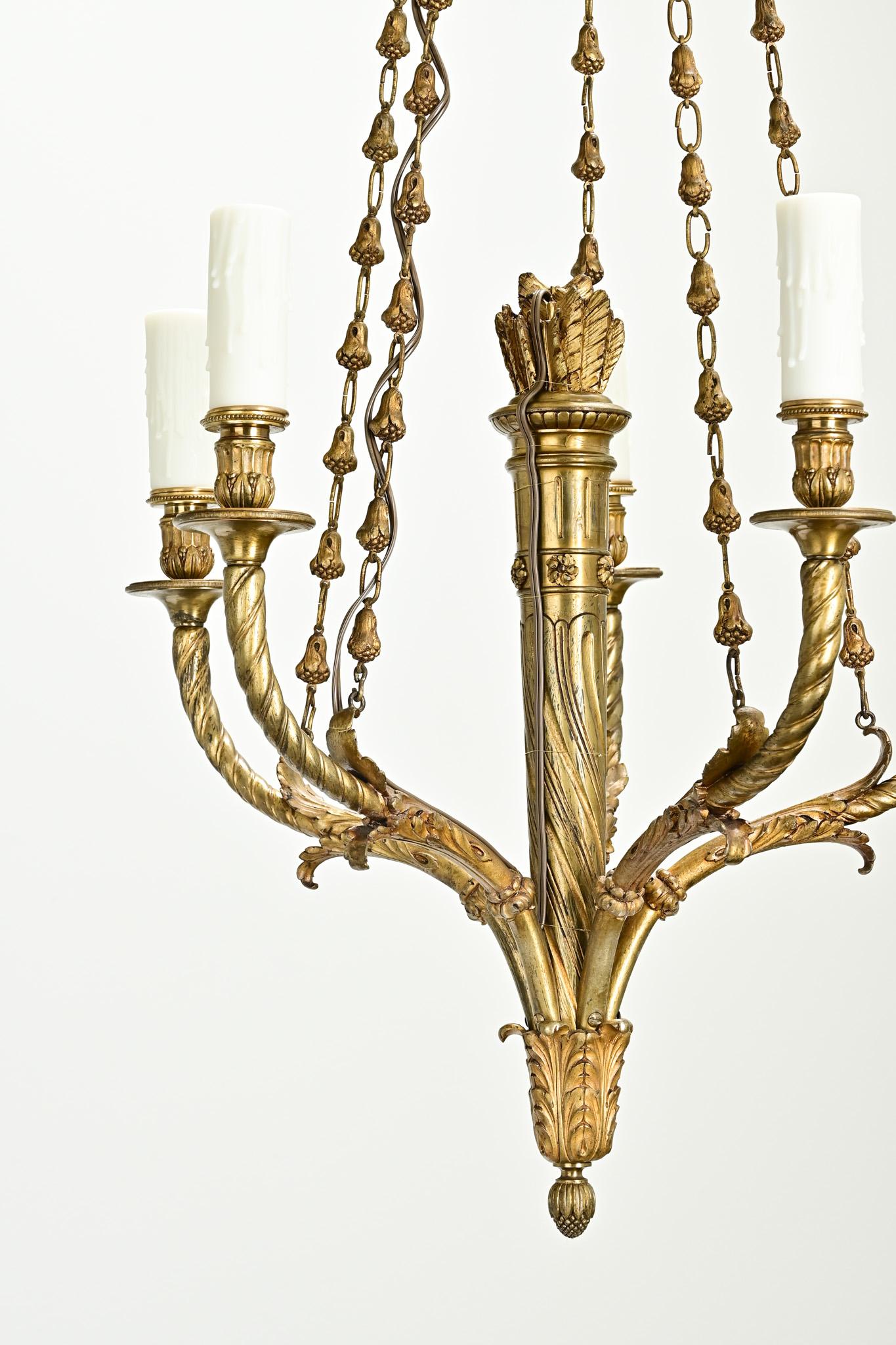 19th Century Flemish Louis XVI Style Brass Chandelier For Sale