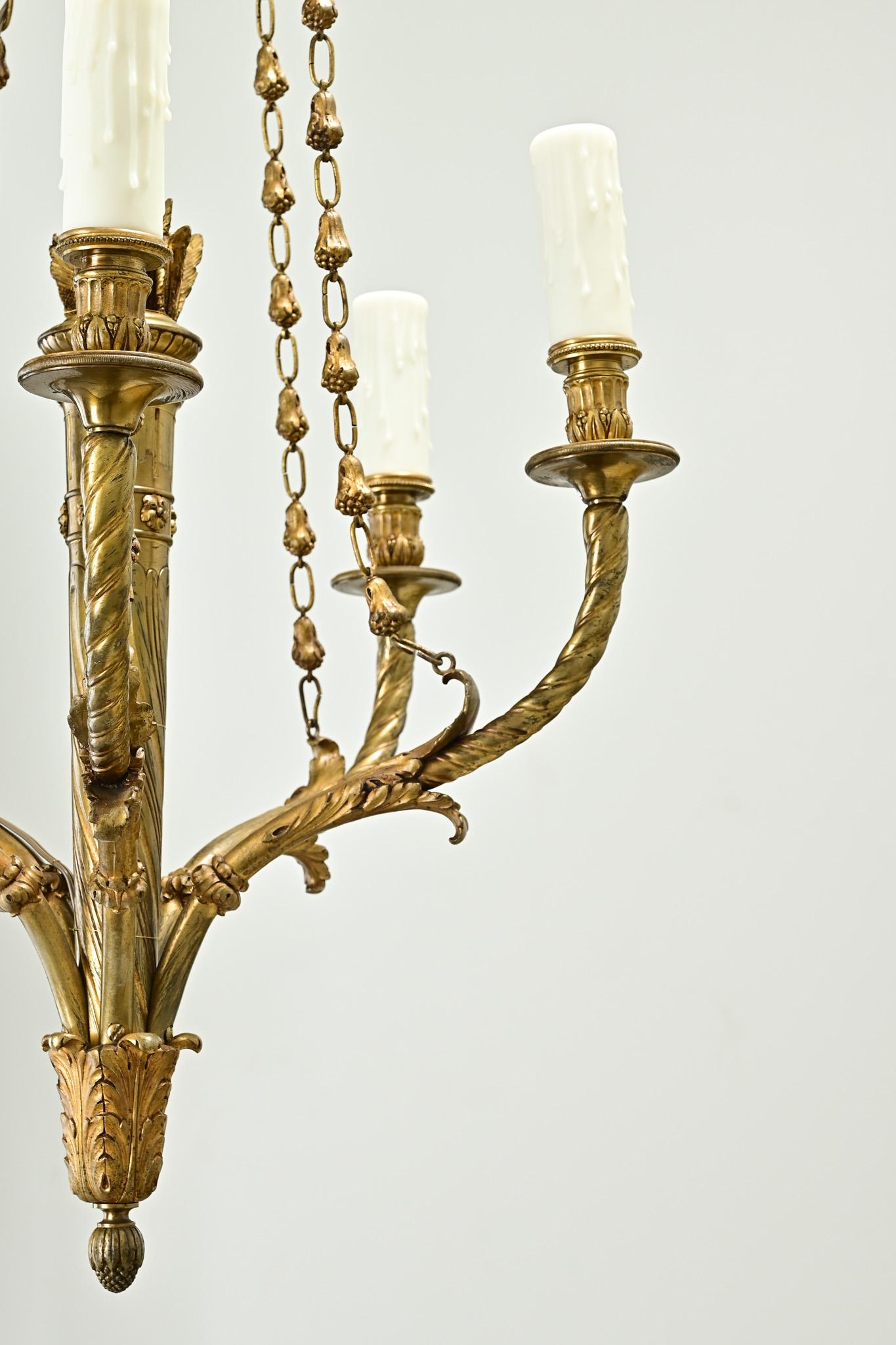 Flemish Louis XVI Style Brass Chandelier For Sale 2