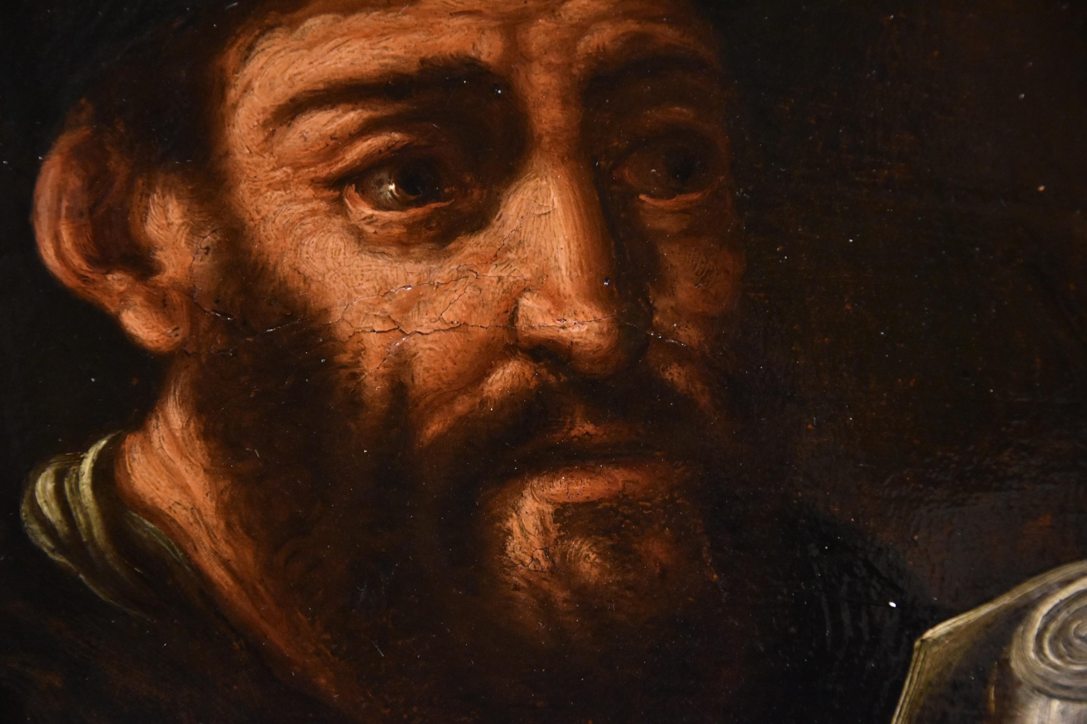 Portrait Alchemist Flemish school 17th Century Paint Oil on table Old master For Sale 6