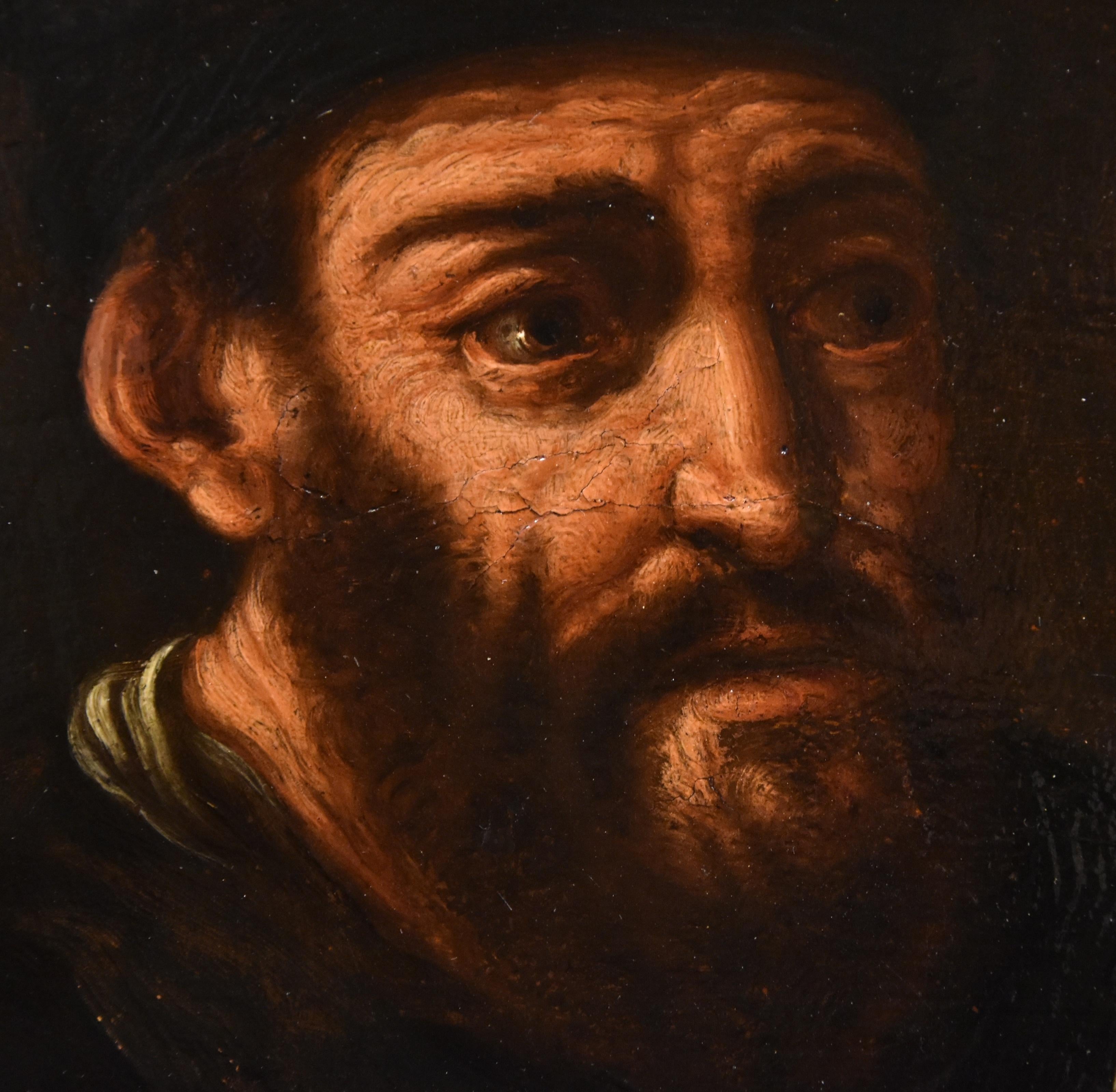 Portrait Alchemist Flemish school 17th Century Paint Oil on table Old master For Sale 7