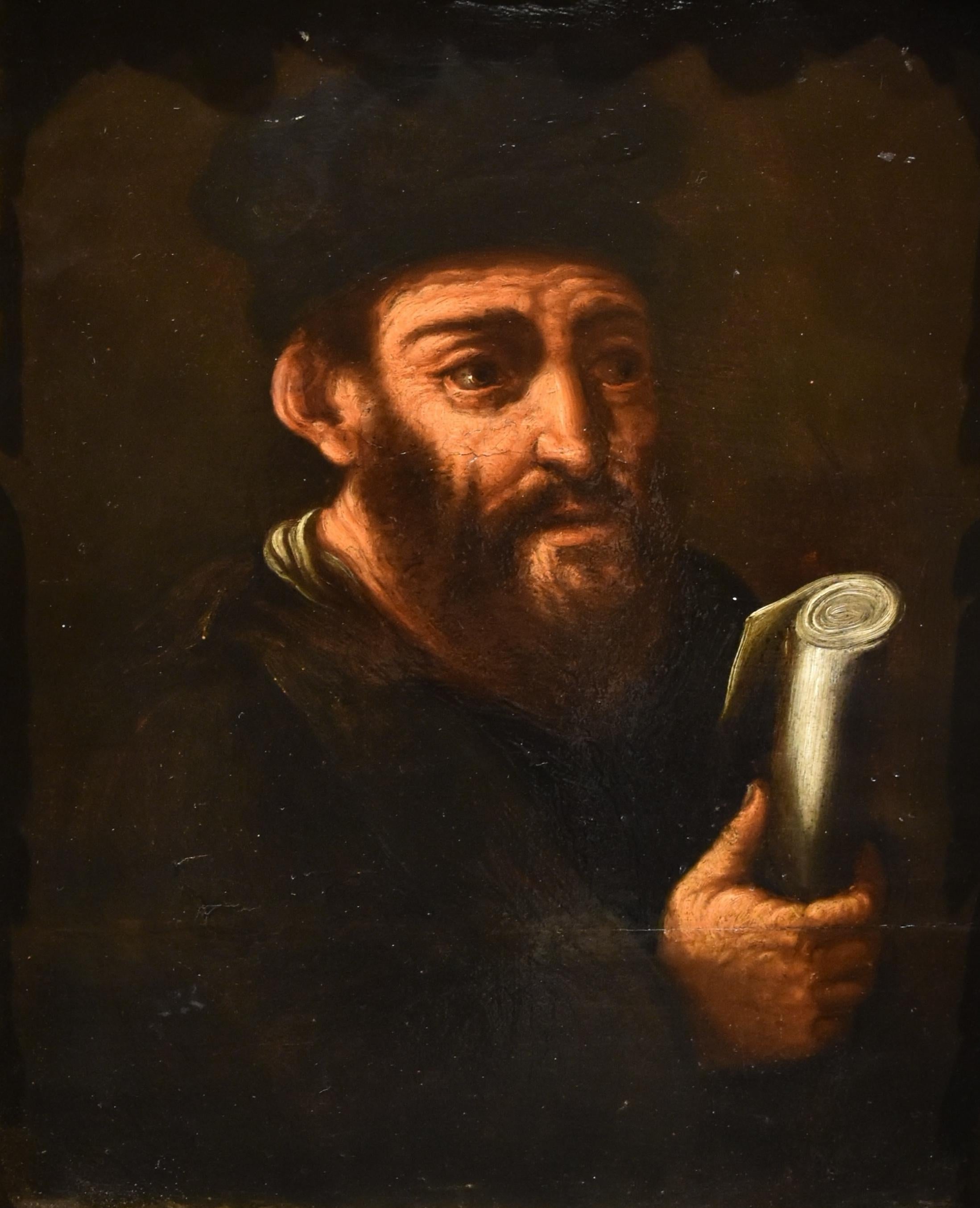 Portrait Alchemist Flemish school 17th Century Paint Oil on table Old master - Old Masters Painting by Flemish Mannerism, early 17th century 