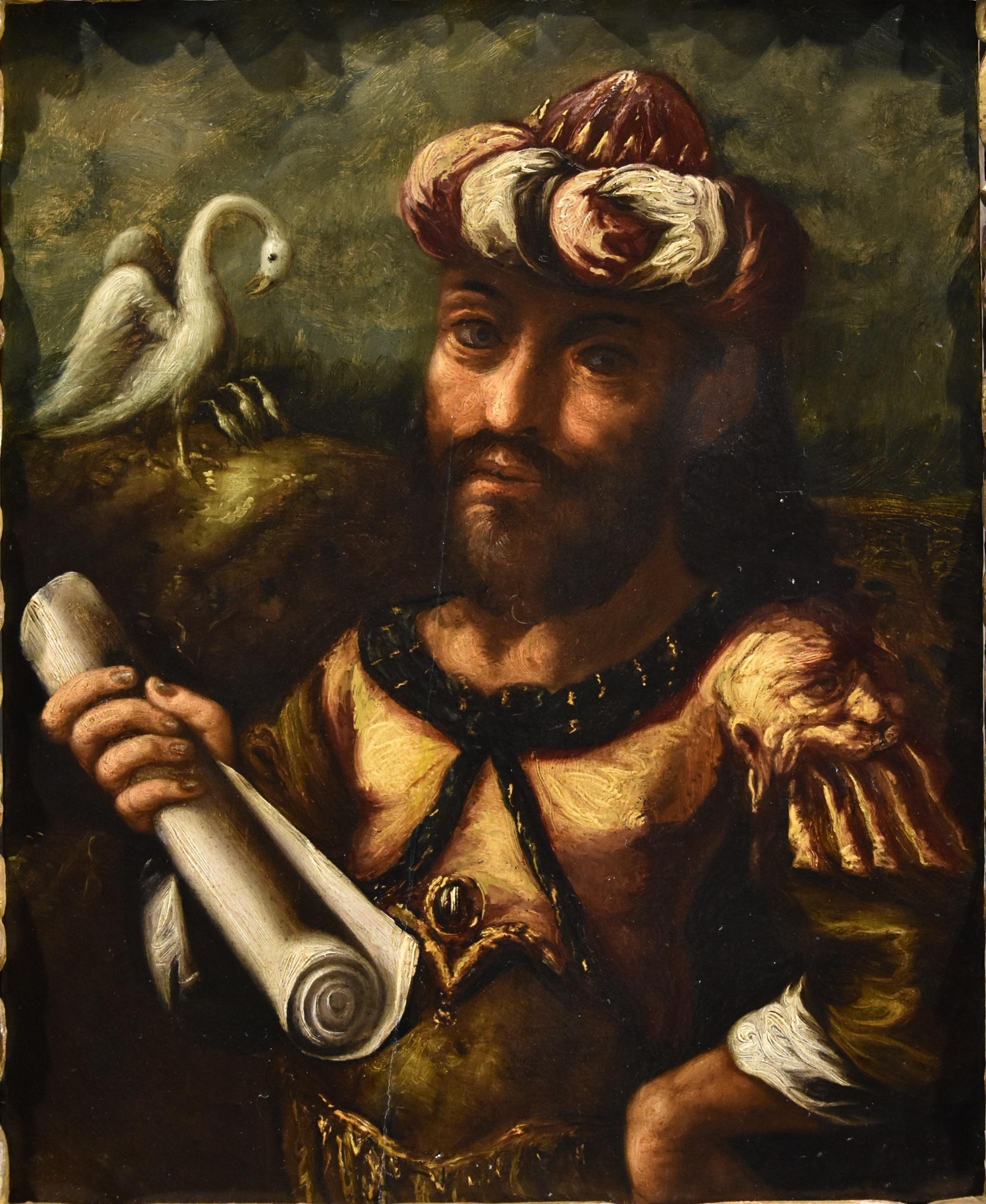 Ritratto Alchimista Scuola fiamminga, 17th Century Dipinto Olio su tavola Vecchio maestro - Painting Antichi maestri di Flemish Mannerism, early 17th century 