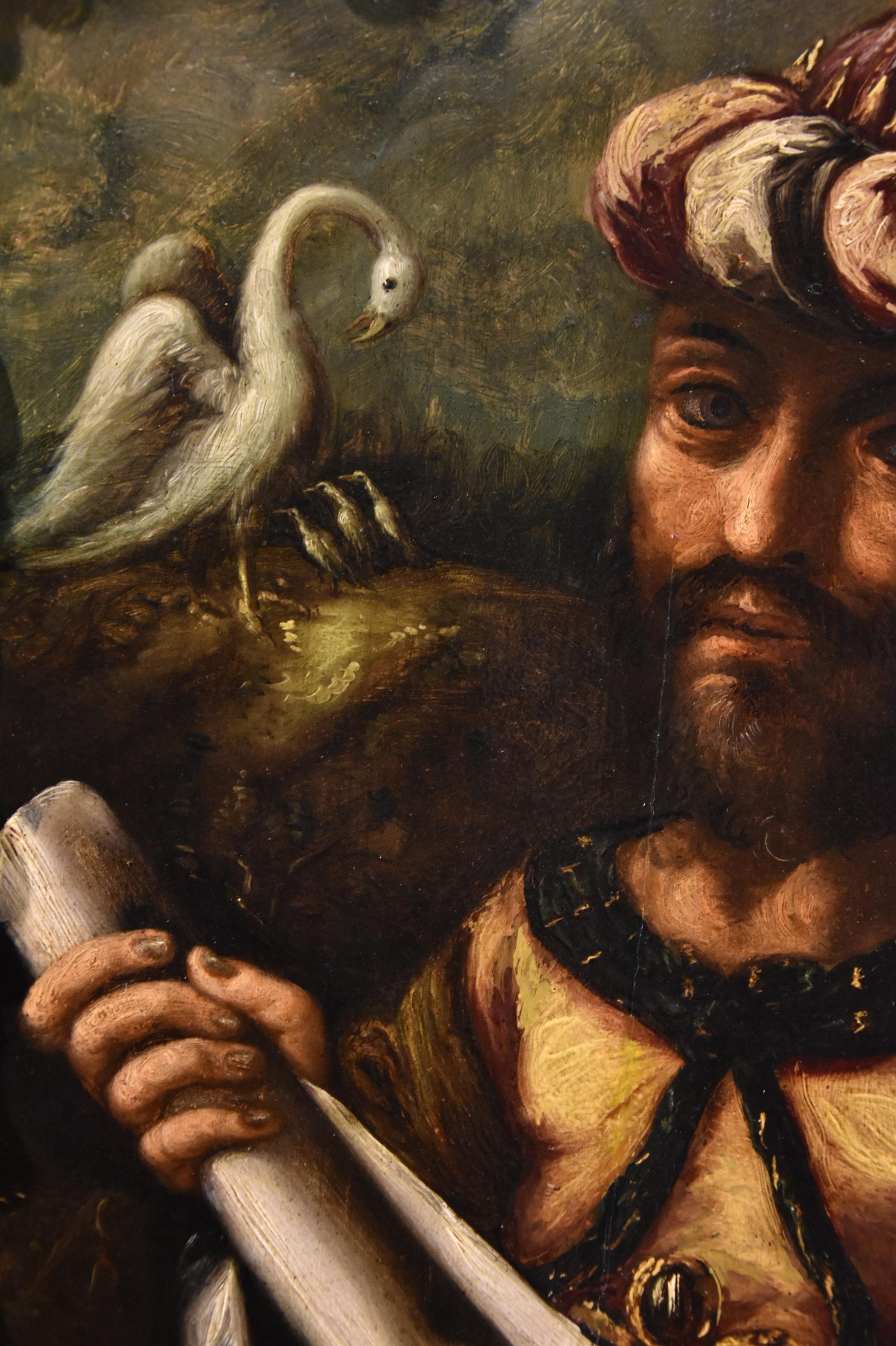 Ritratto Alchimista Scuola fiamminga, 17th Century Dipinto Olio su tavola Vecchio maestro - Portrait Painting Marrone di Flemish Mannerism, early 17th century 