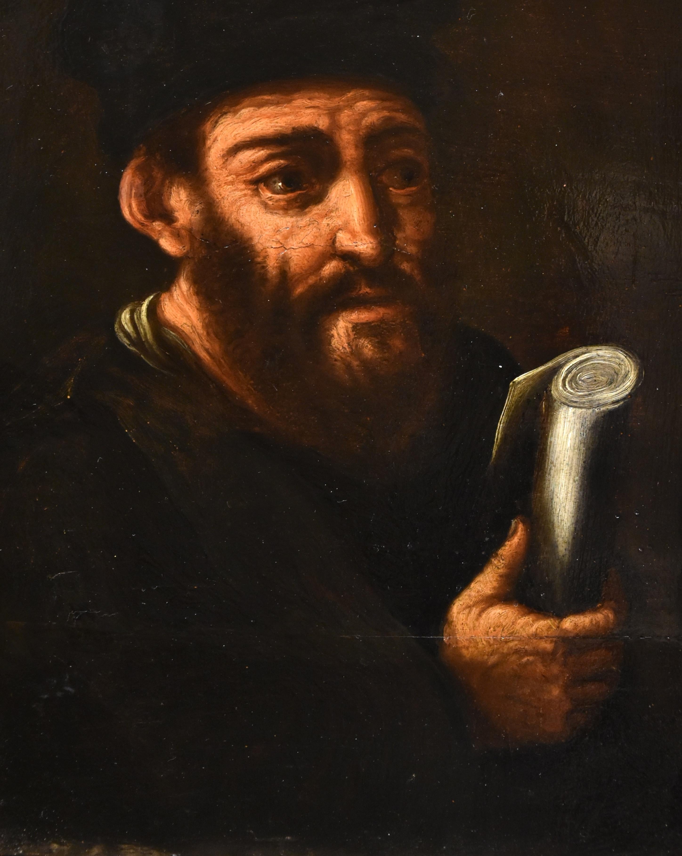 Portrait Alchemist Flemish school 17th Century Paint Oil on table Old master For Sale 2