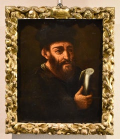 Ritratto Alchimista Scuola fiamminga, 17th Century Dipinto Olio su tavola Vecchio maestro