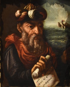 Portrait Alchemist Hermes Flemish School 17th Century Oil on table Old master