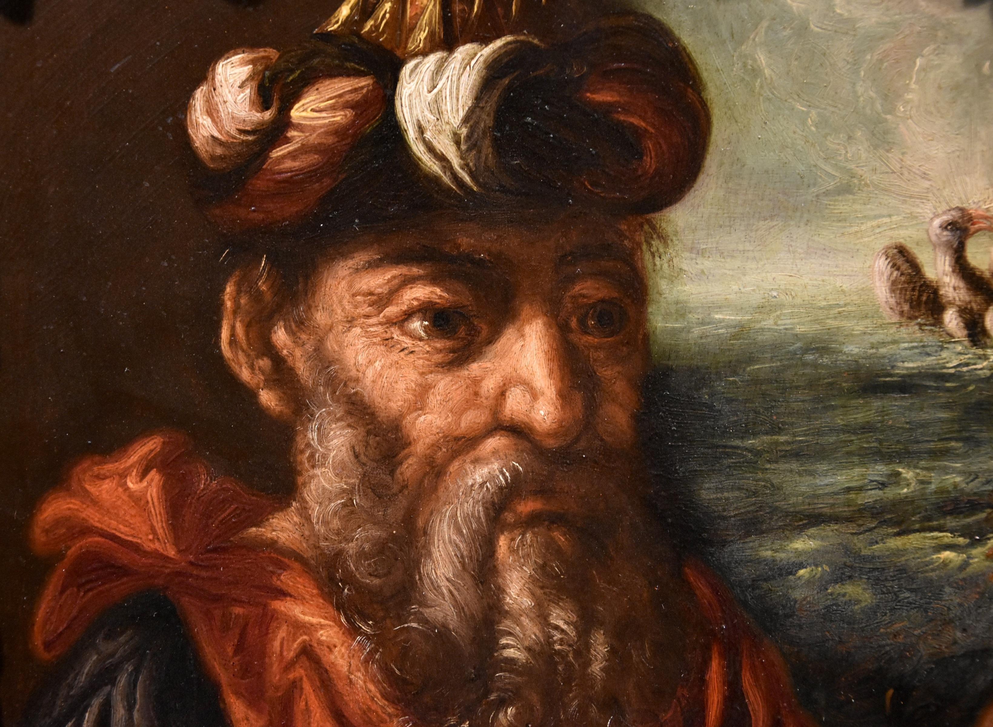 Retrato Alquimista Hermes Escuela Flamenca Siglo XVII Óleo sobre tabla Viejo maestro - Portrait Painting Marrón de Flemish Mannerist Painter 17th Century