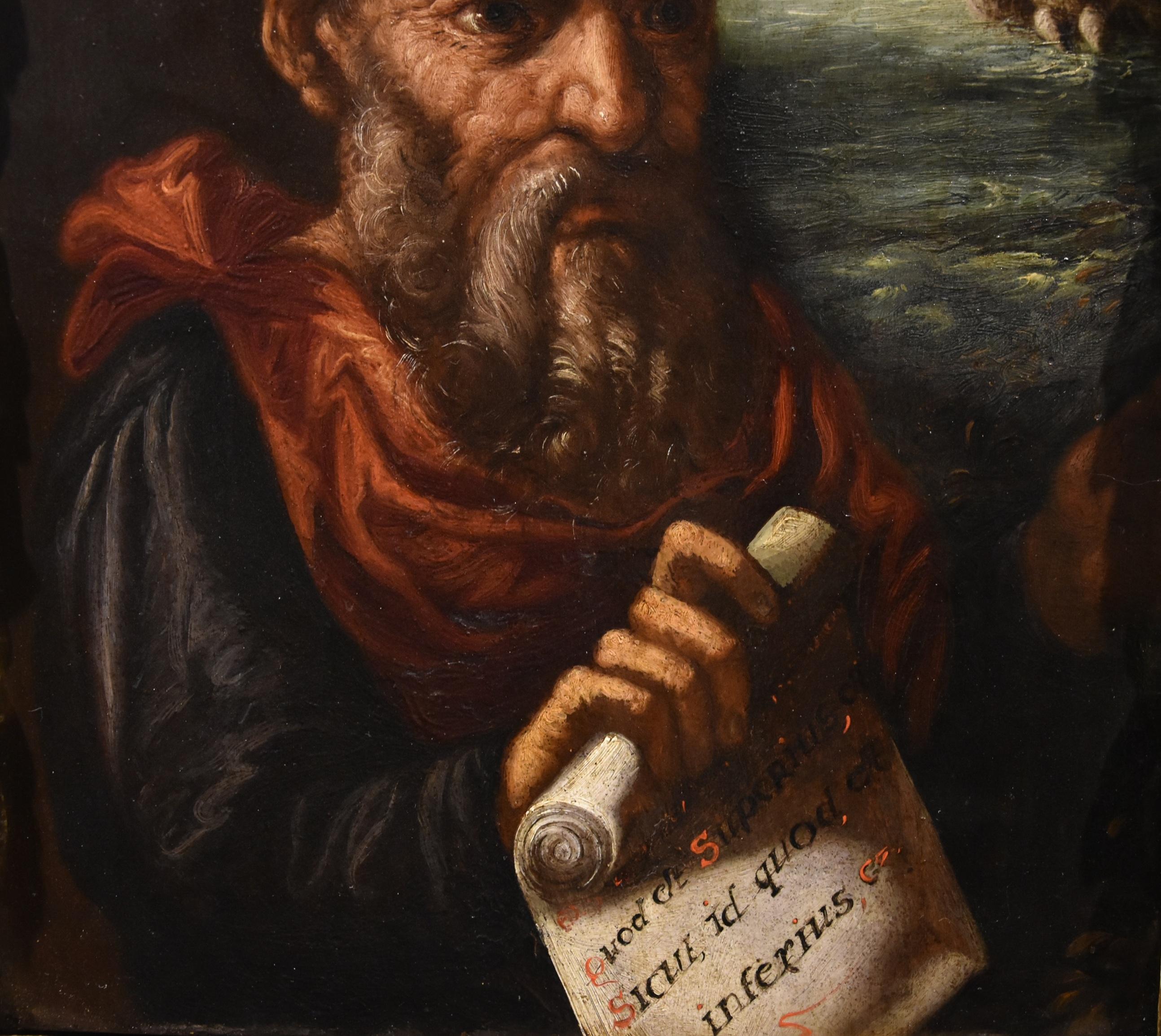 Retrato Alquimista Hermes Escuela Flamenca Siglo XVII Óleo sobre tabla Viejo maestro en venta 4