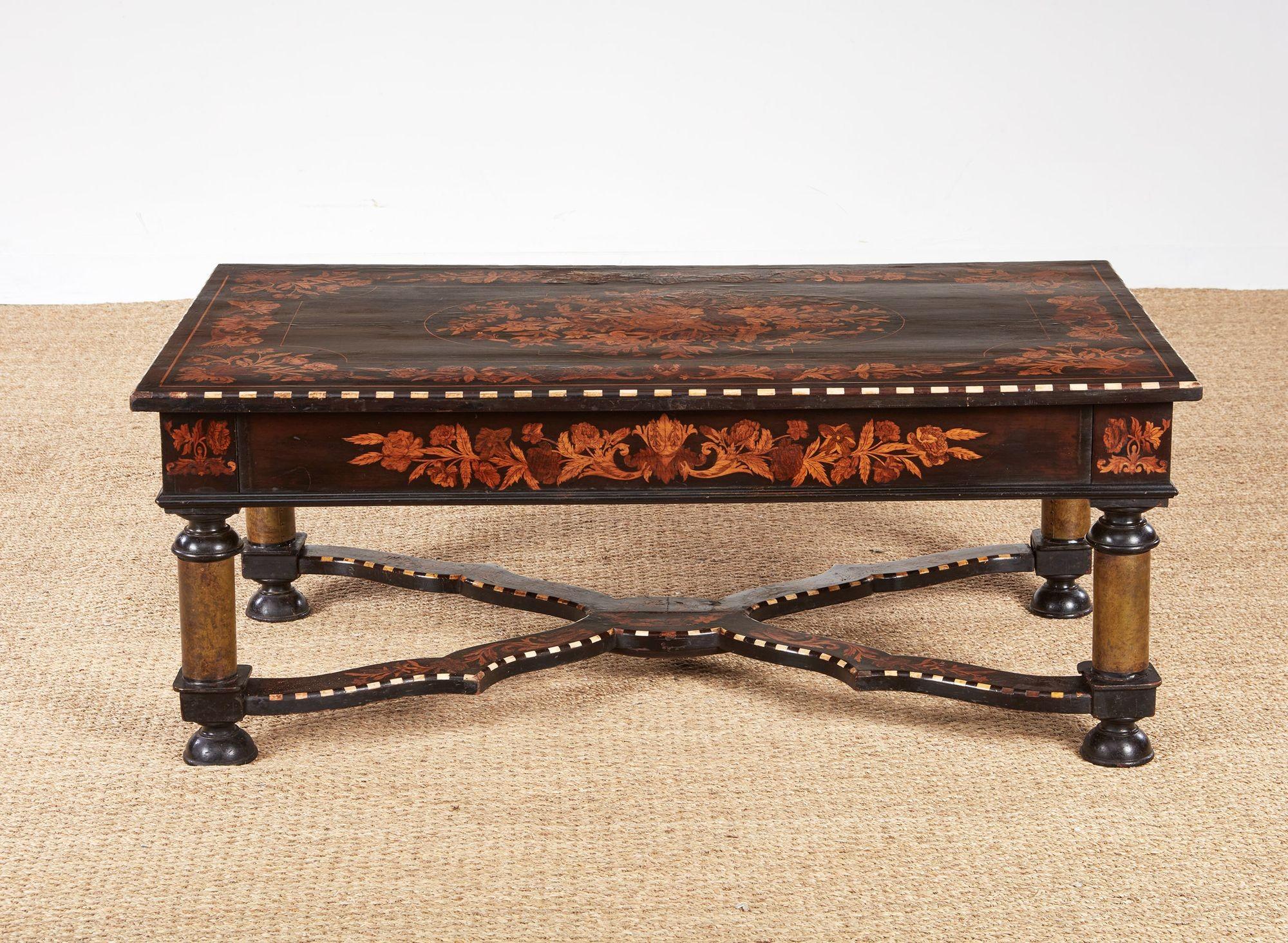 Walnut Flemish Marquetry Coffee Table For Sale