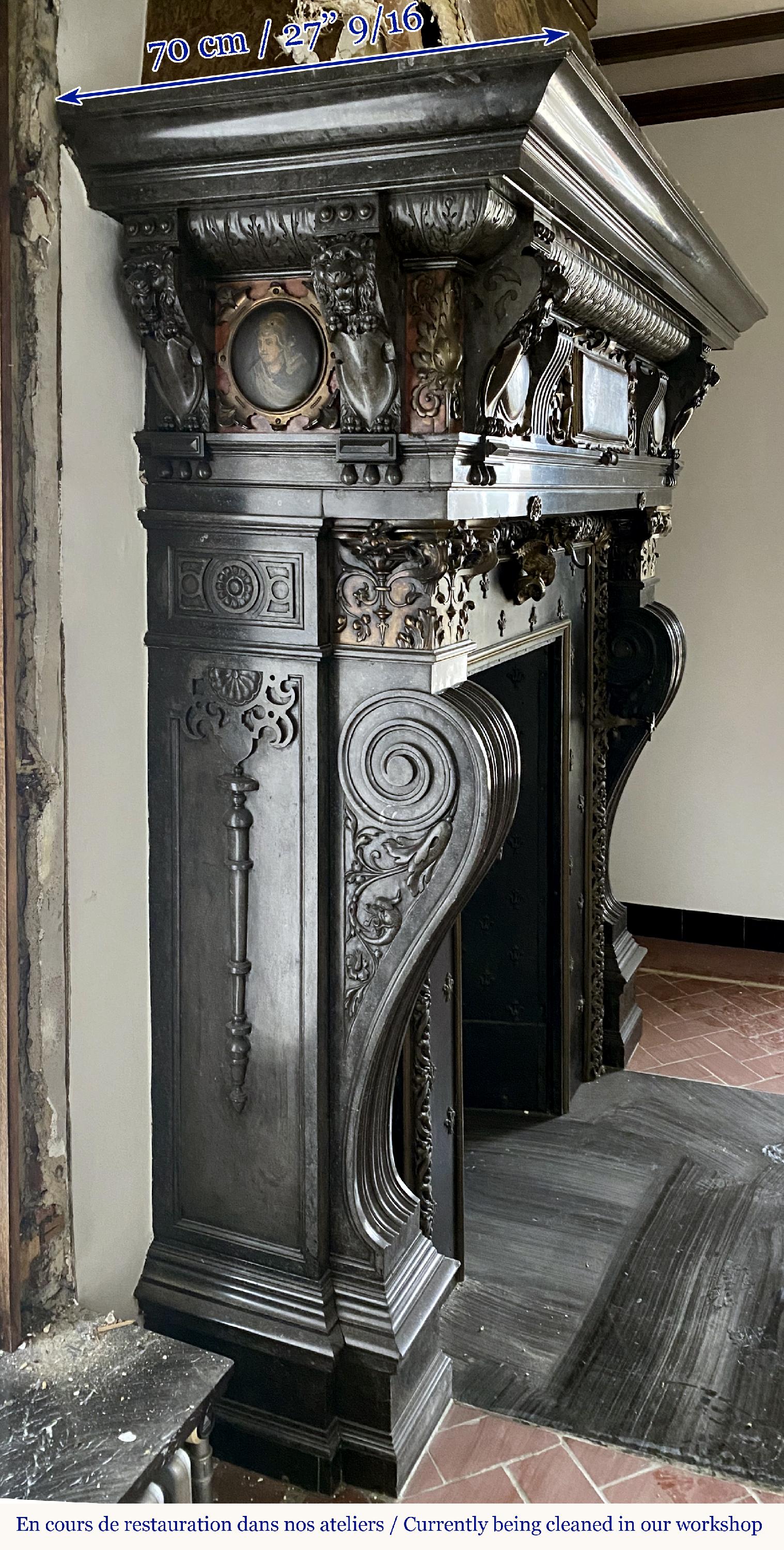 Flemish Neo-Renaissance-Stil-Kamin im Zustand „Gut“ im Angebot in SAINT-OUEN-SUR-SEINE, FR