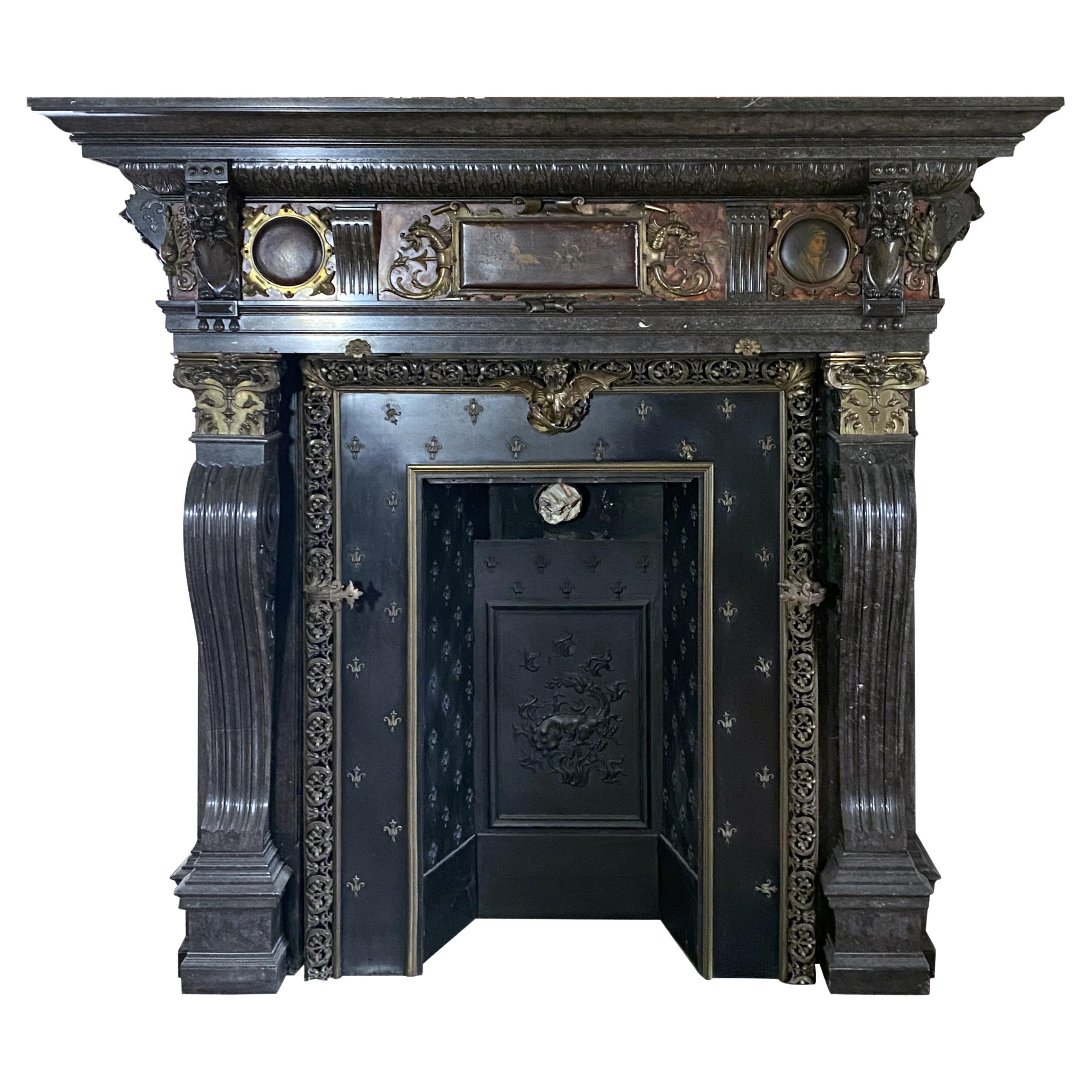 Flemish Neo-Renaissance Style Fireplace For Sale