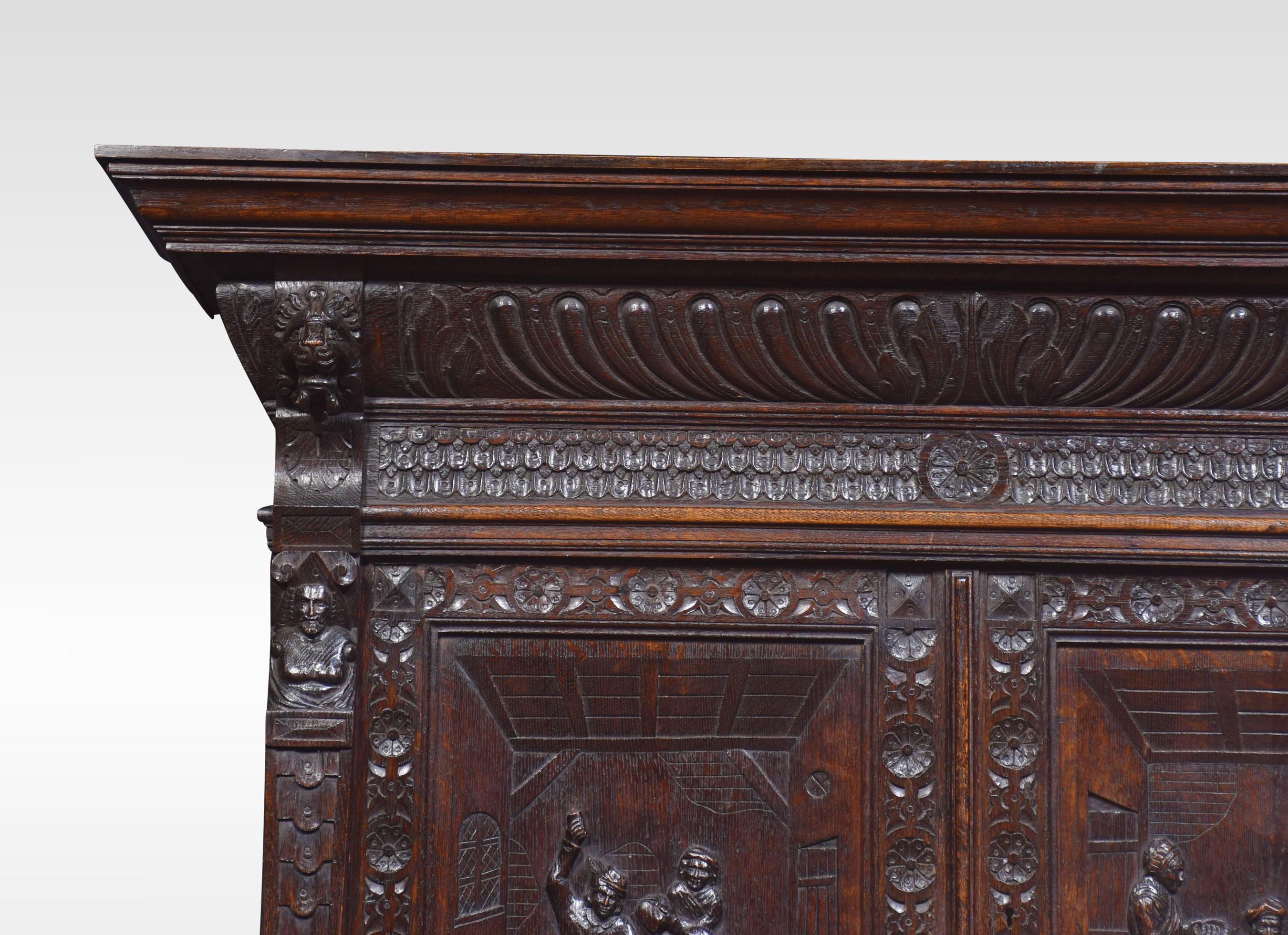19th Century Flemish Oak Carved Hall Cupboard