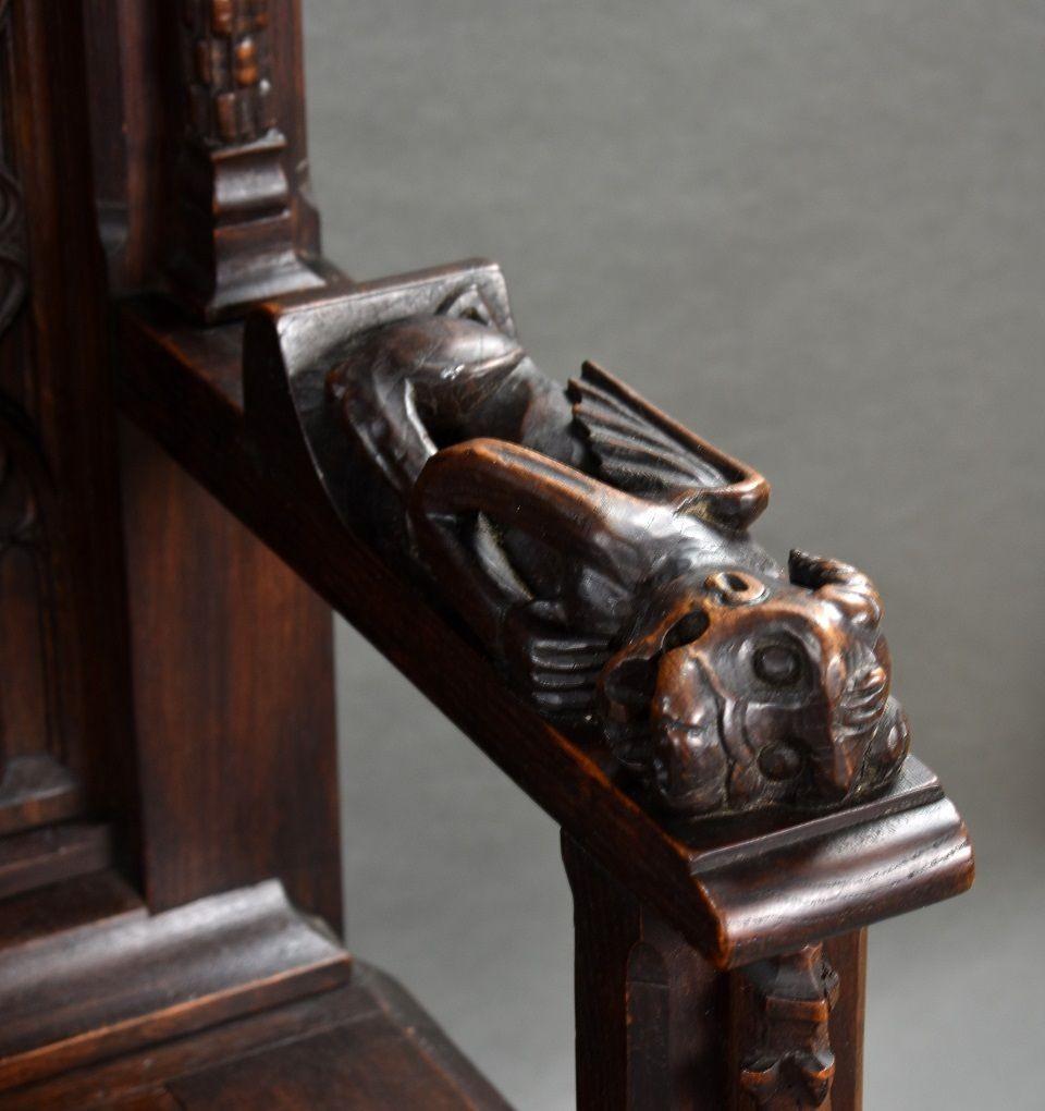 Flemish Oak Carved Settle/bench For Sale 7