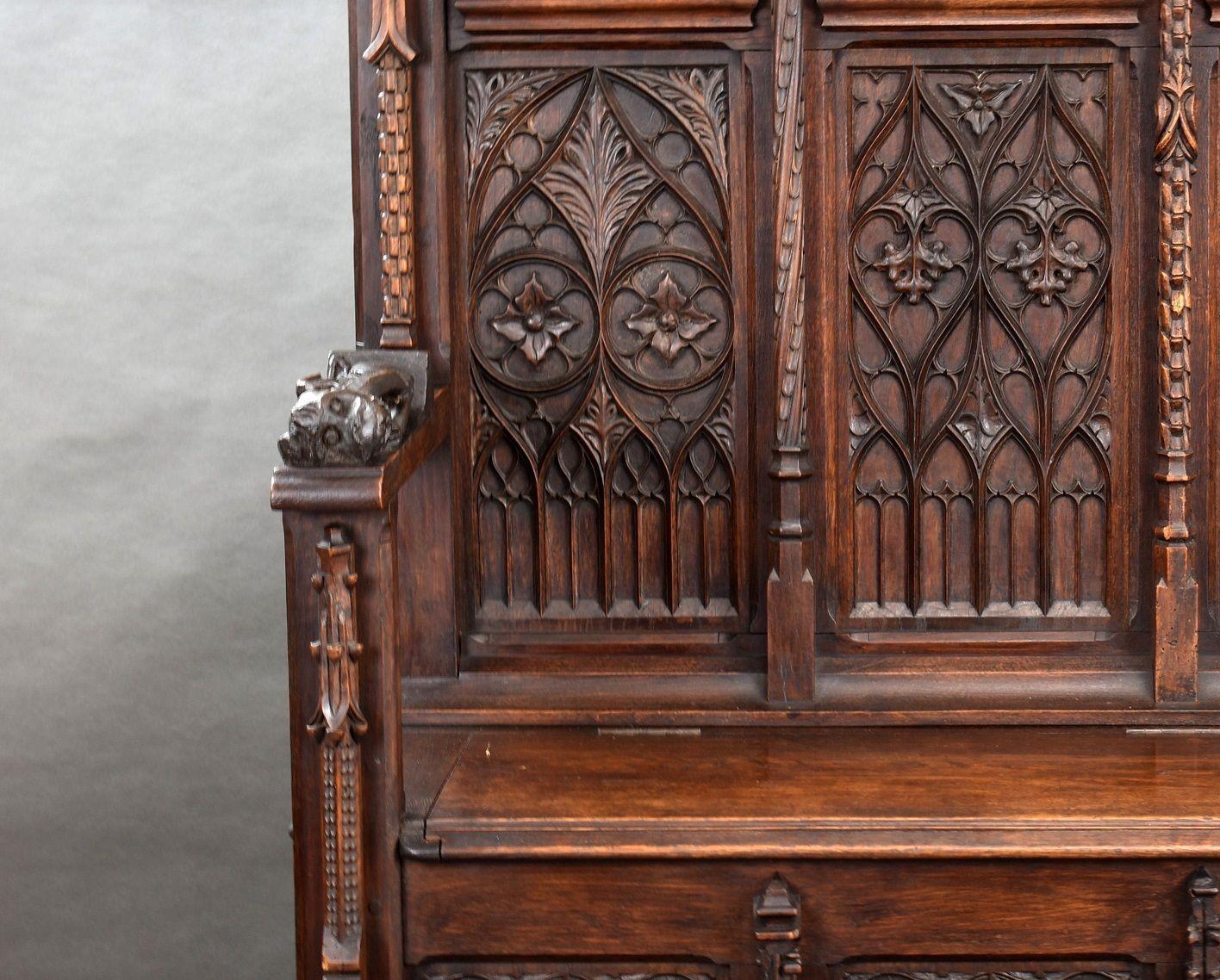 Flemish Oak Carved Settle/bench For Sale 8
