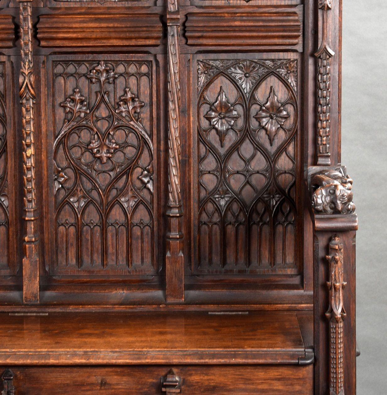 Flemish Oak Carved Settle/bench For Sale 9