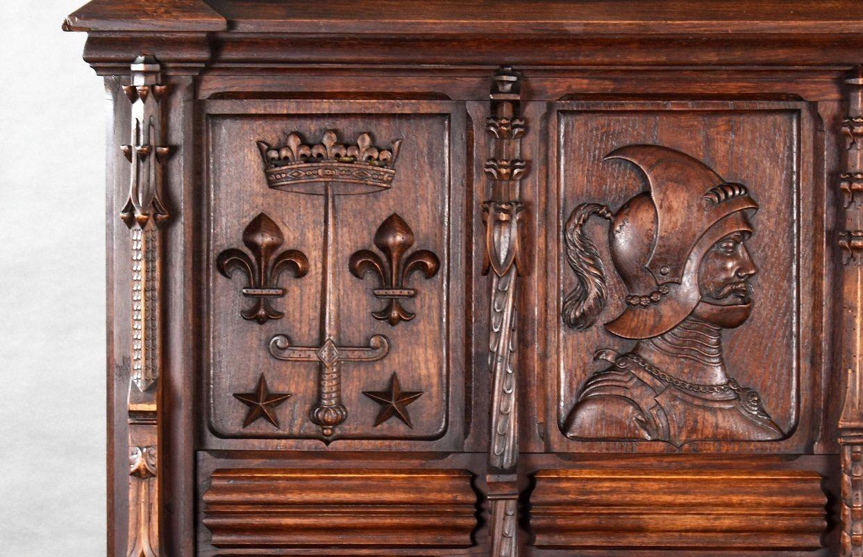 Flemish Oak Carved Settle/bench 12