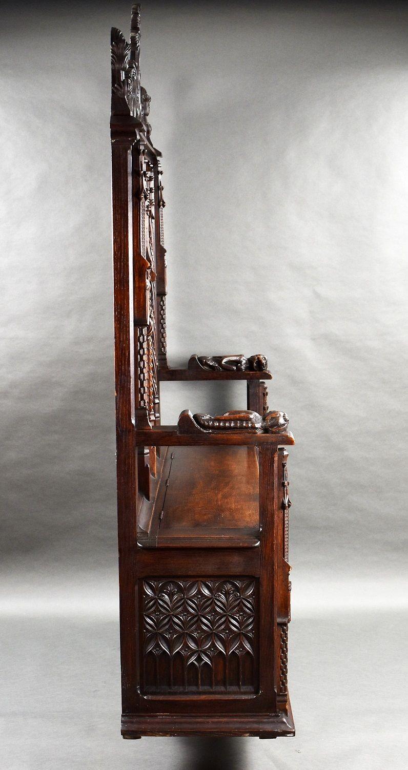 Flemish Oak Carved Settle/bench For Sale 14