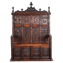 Used Flemish Oak Carved Settle/bench