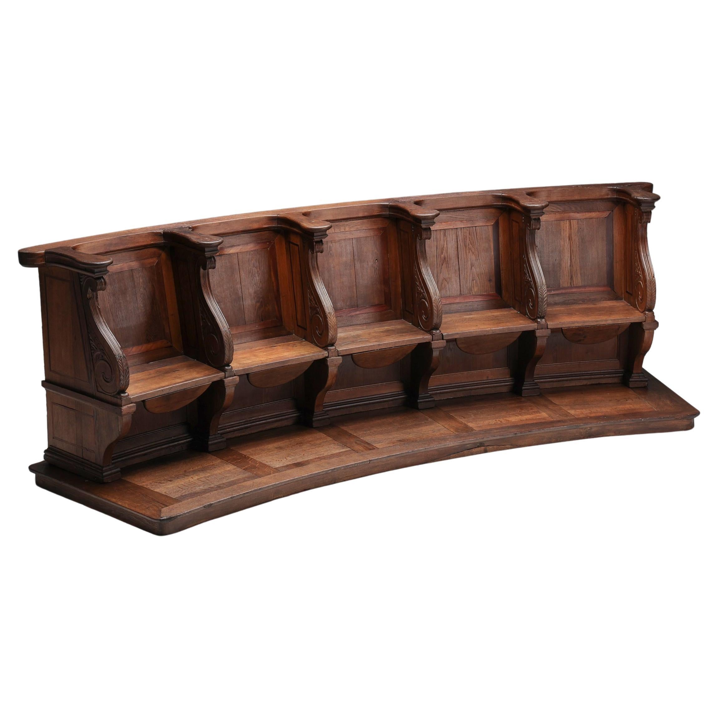 Flemish Oak Church Pew, Belgium, 18th Century