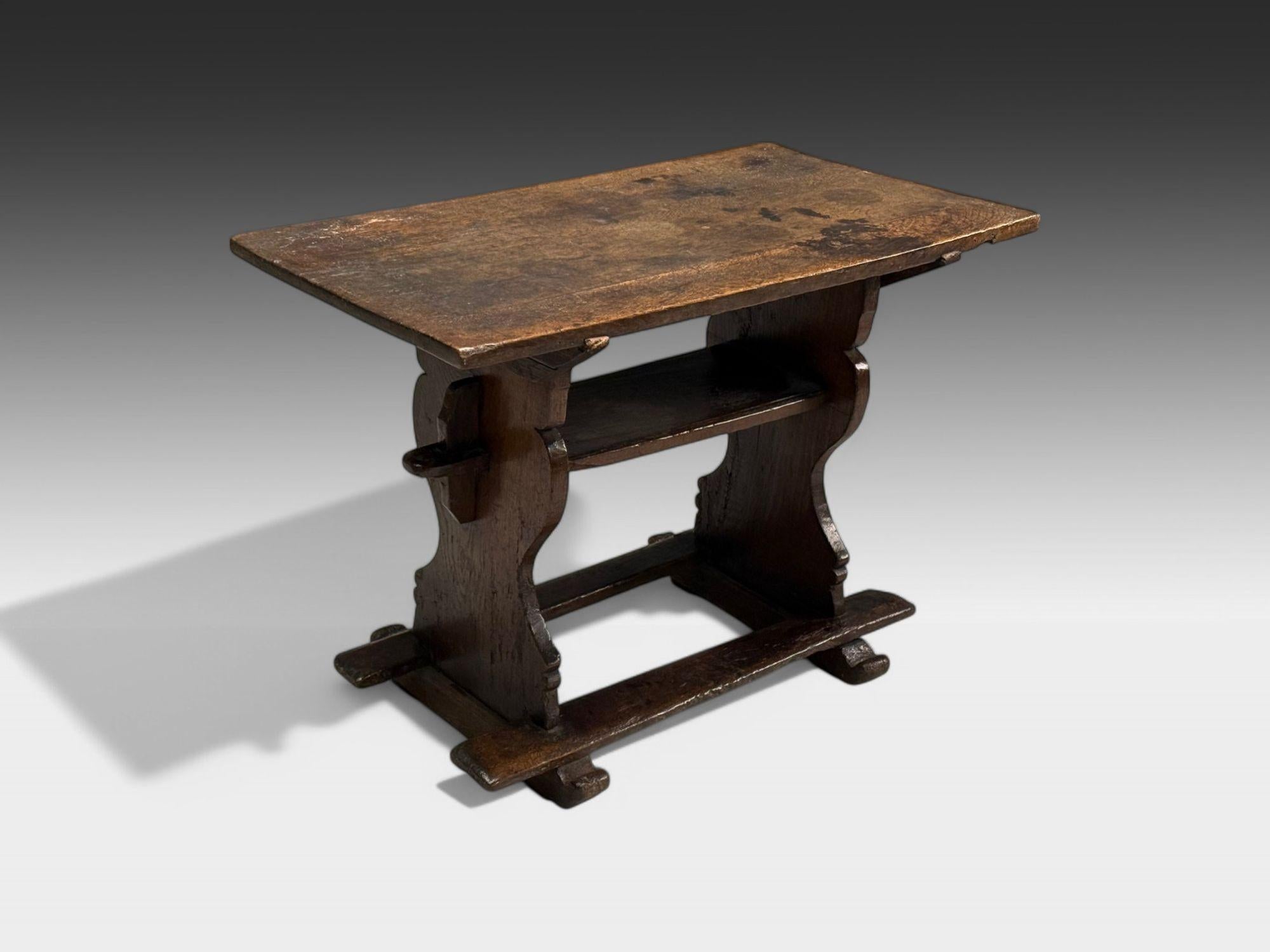 Flemish, Oak, Rustic Side or Console Table, Belgium, 17th C.

Primitive 17th century Belgian console table having mortise and tenon construction. Good patina throughout.

Provenance: Arthur Davidson Ltd., London, 1985

Oak, Belgium, 1620s

Height: