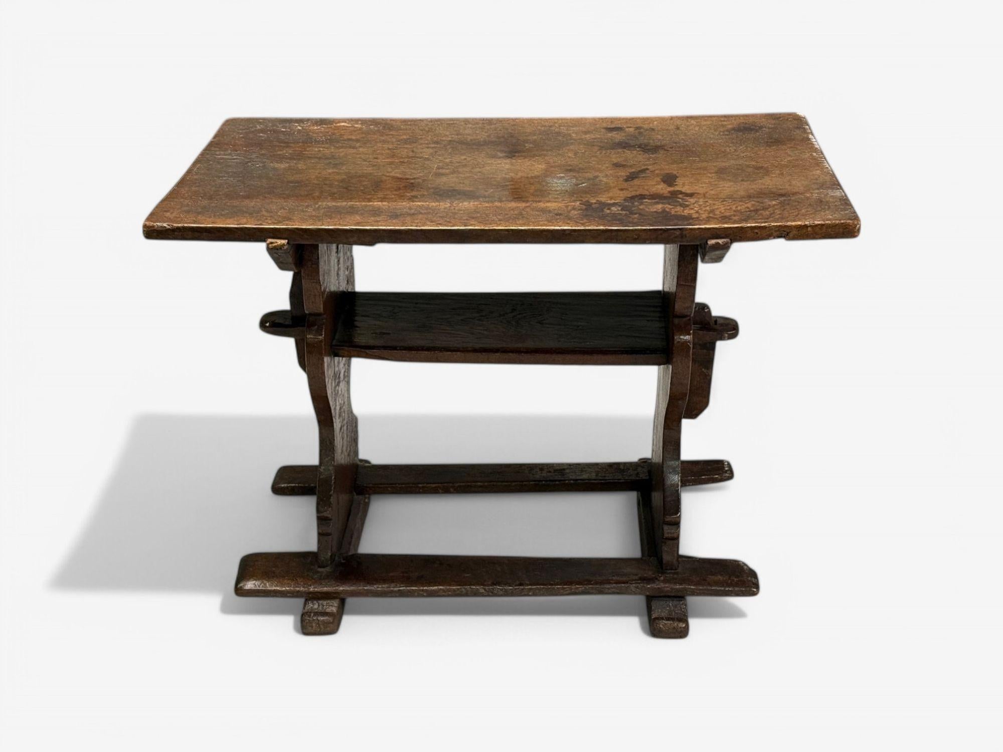 Belgian Flemish, Oak, Rustic Side or Console Table, Belgium, 17th C. For Sale