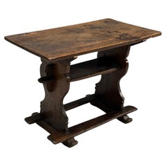 Antique Flemish, Oak, Rustic Side or Console Table, Belgium, 17th C.