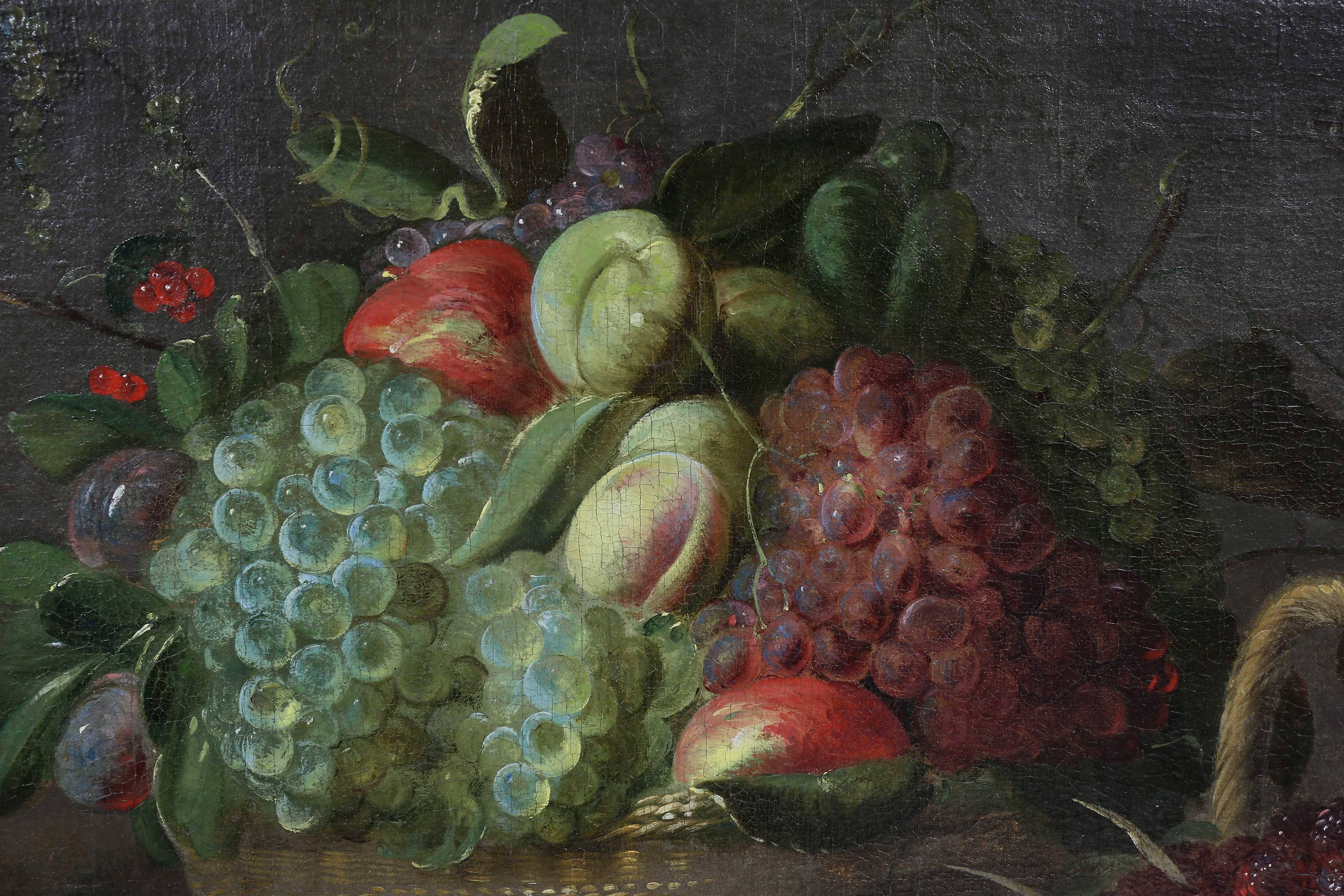 Flemish Oil on Canvas Still Life of Vegetables with Seated Woman 1