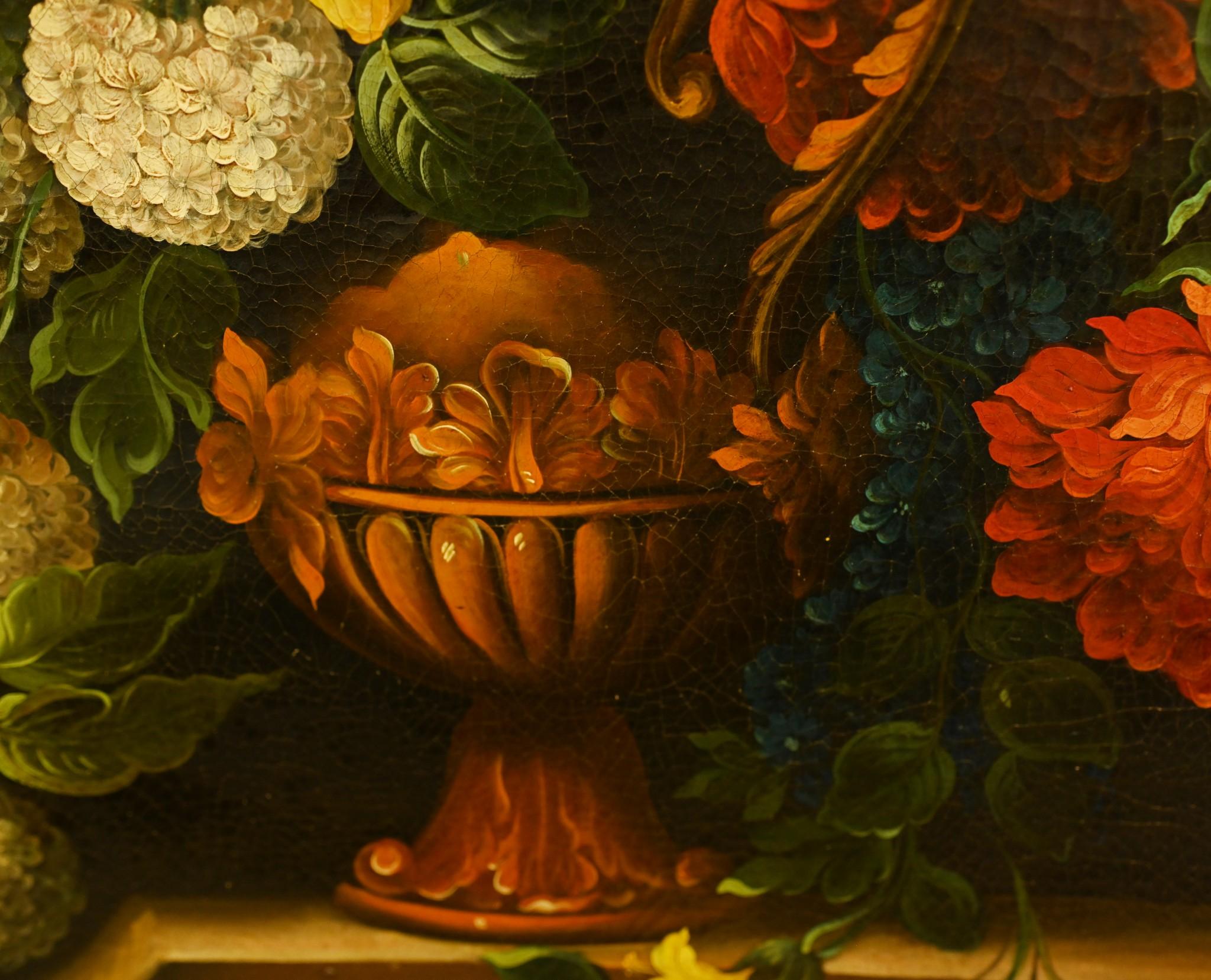Flämisches Ölgemälde Blumenstillleben Antike Art 1900 im Angebot 5