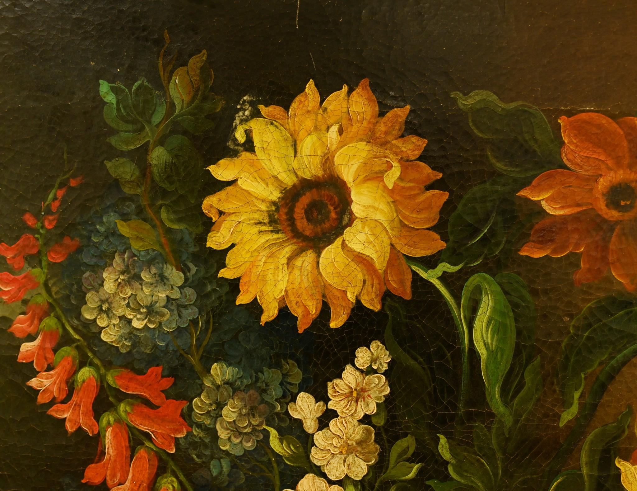 Flämisches Ölgemälde Blumenstillleben Antike Art 1900 (Wandteppich) im Angebot
