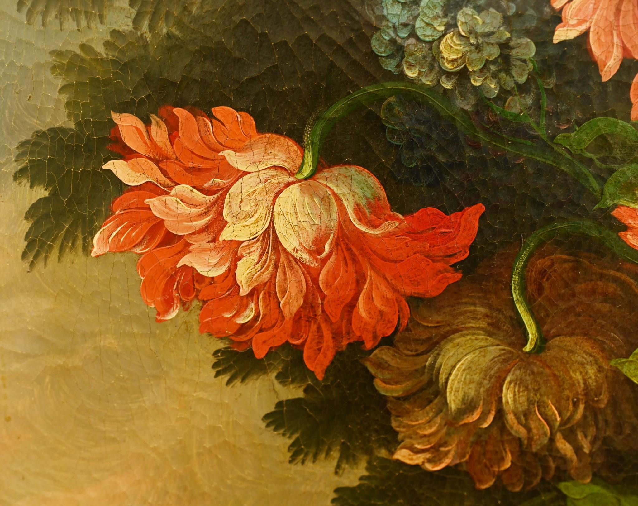 Flemish Oil Painting Floral Still Life Antique Art 1900 For Sale 1