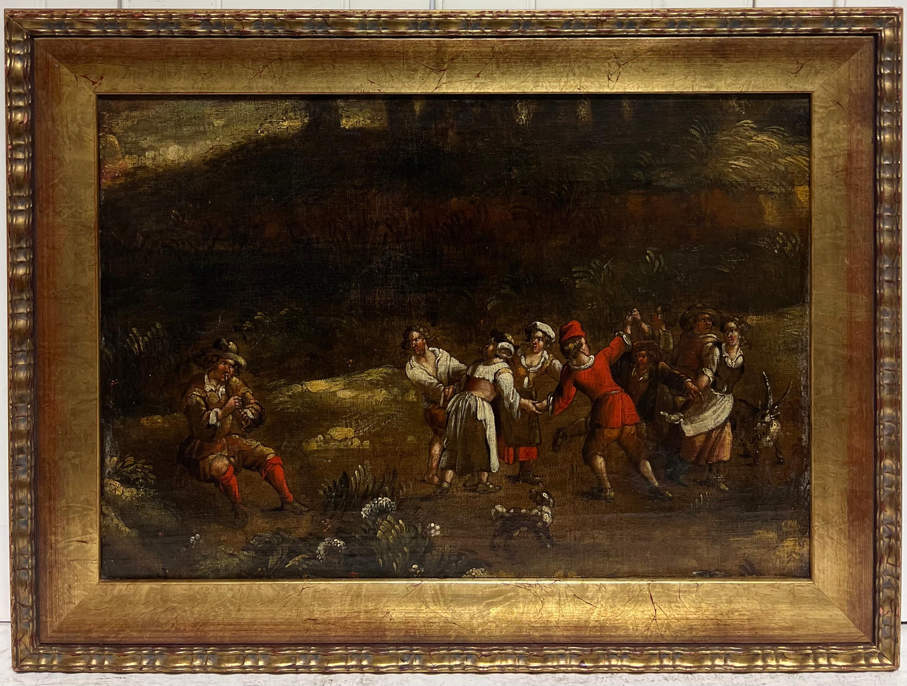 Dancing Figures
Flemish School, 17th century
oil on on canvas, framed
framed: 21.5 x 28.5 inches
canvas : 16.5 x 24 inches
Provenance: private collection, France
Condition: very good condition

For more any more information please do contact us with