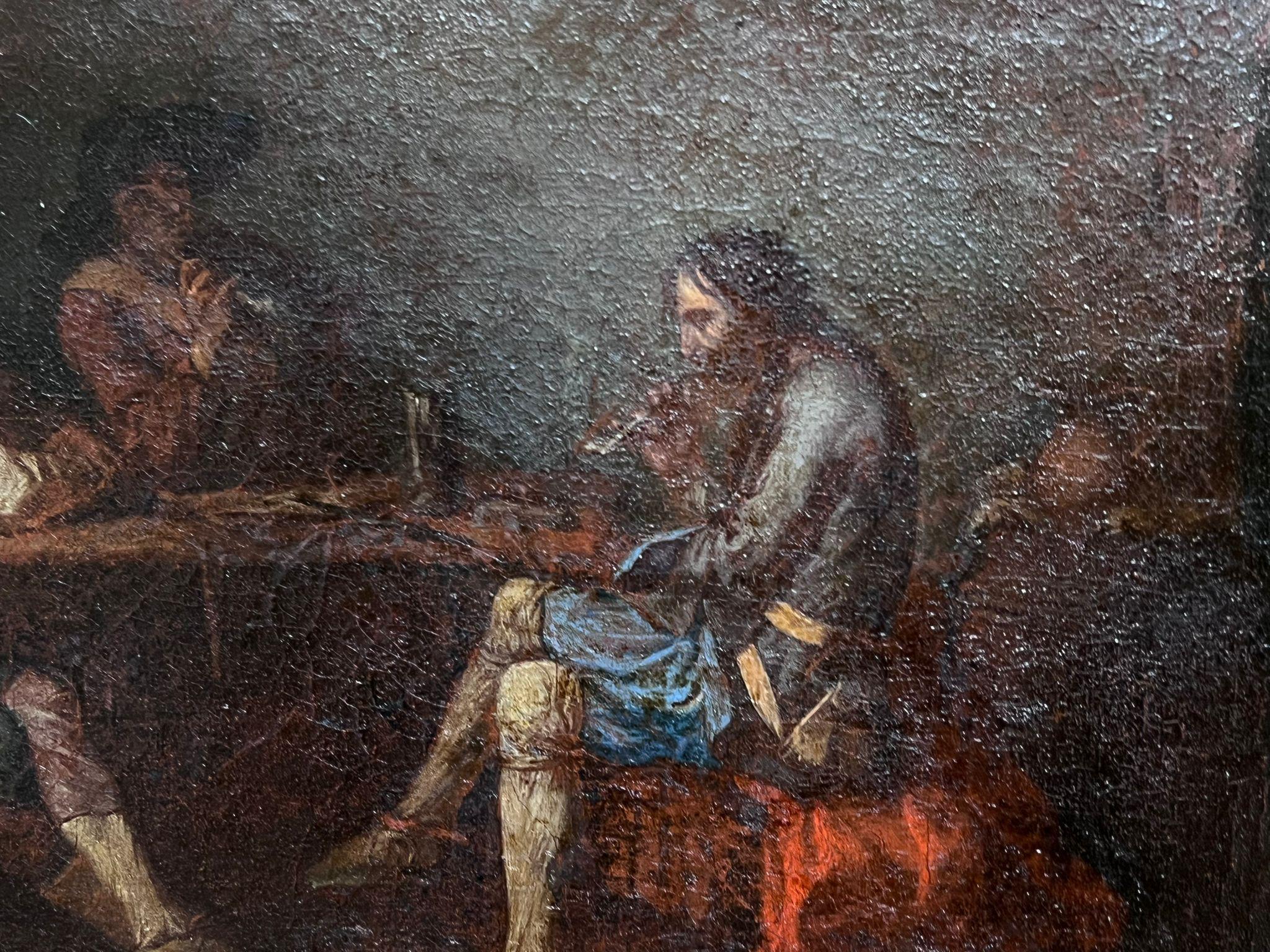 17. Jahrhundert Flemish Old Master Oil Tavern Interieur Trinker schräg über Tische im Angebot 2