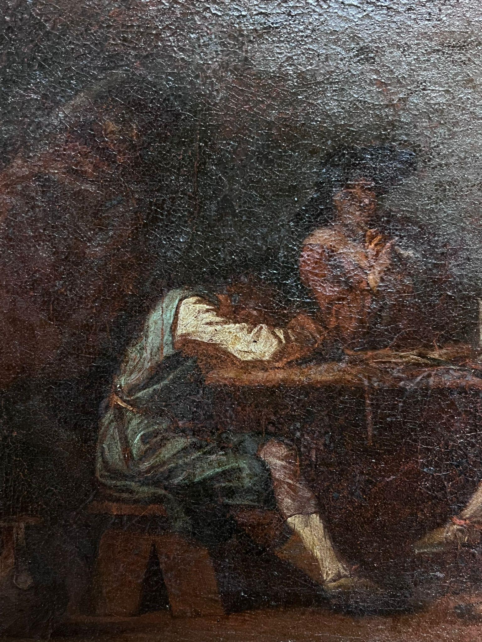 17. Jahrhundert Flemish Old Master Oil Tavern Interieur Trinker schräg über Tische im Angebot 3