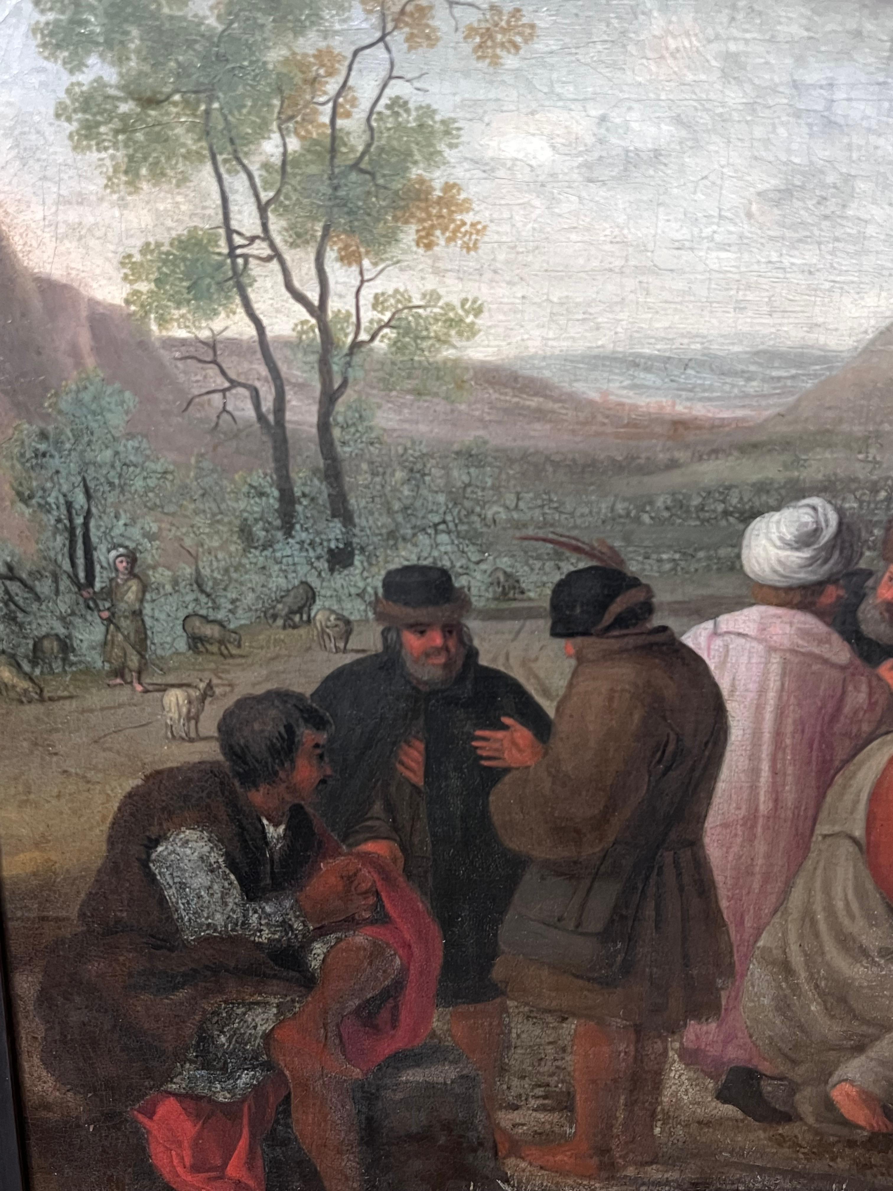 Große 17. Jahrhundert Flemish Old Master Ölgemälde Resurrection von Lazarus im Angebot 3